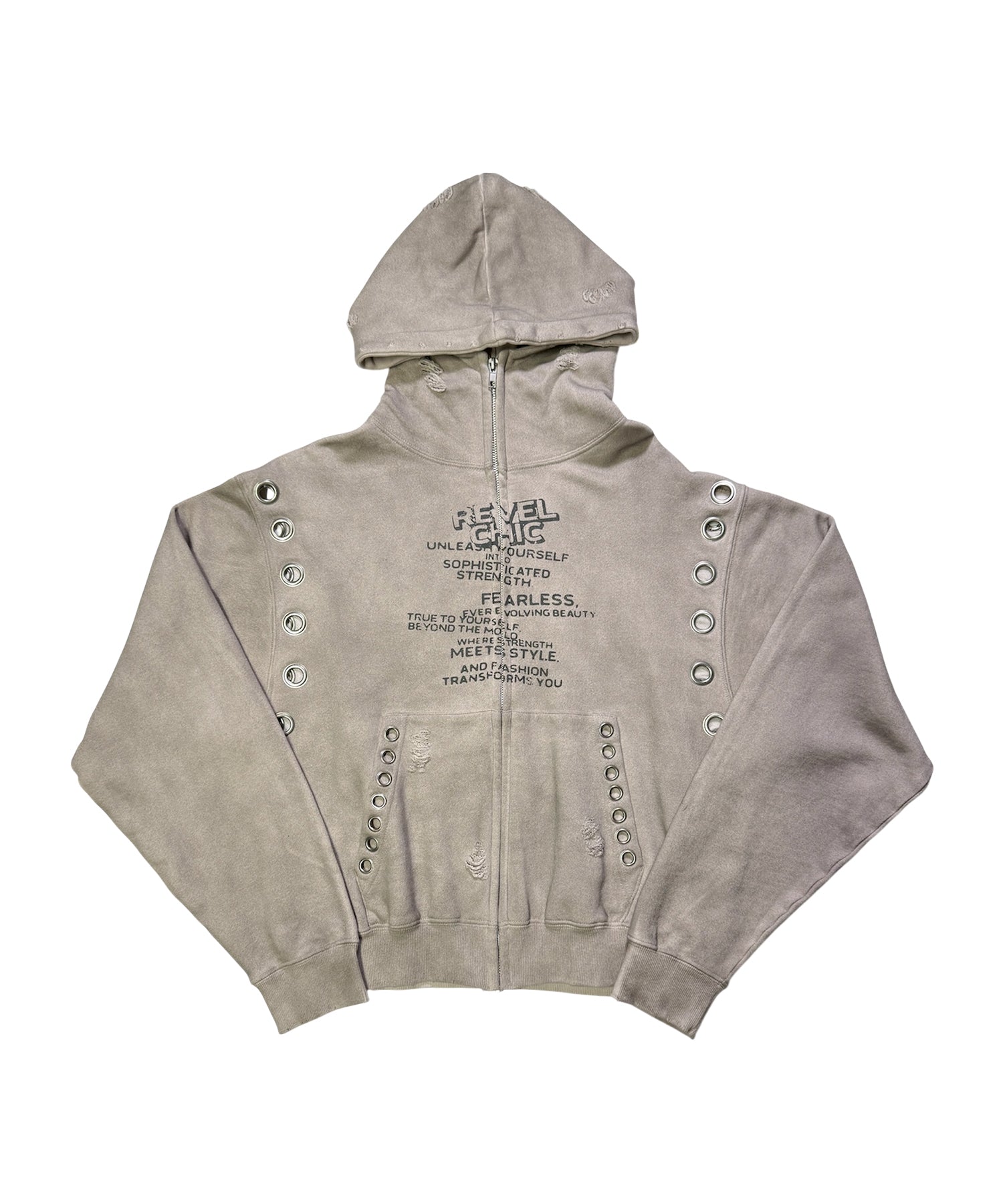 アイレットディティールジップフーディー