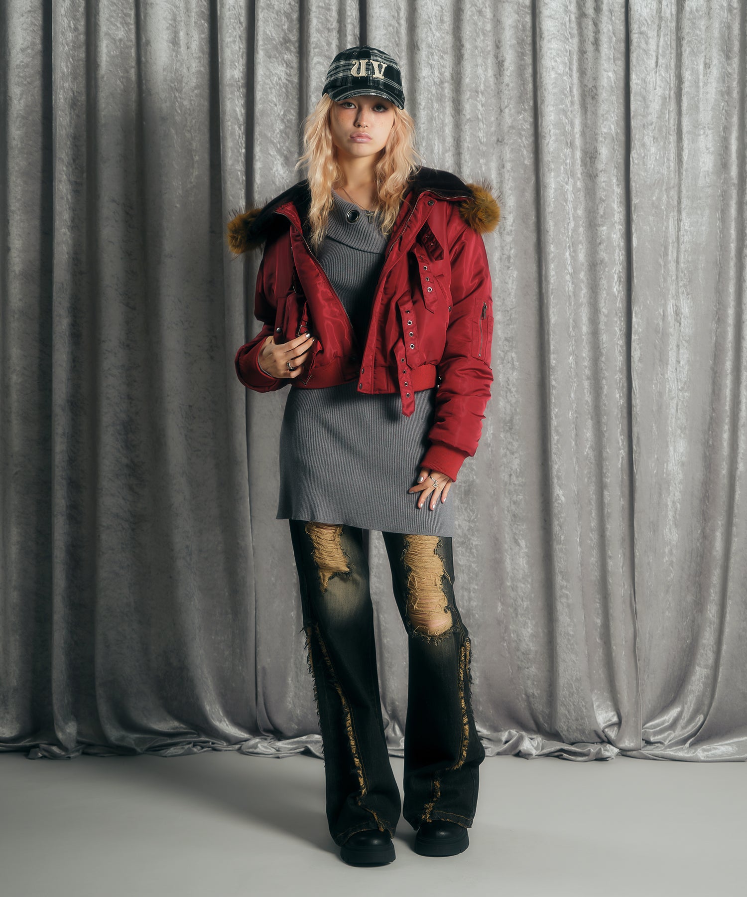 MODEL:170cm/COLOR:GRAY/SIZE:F