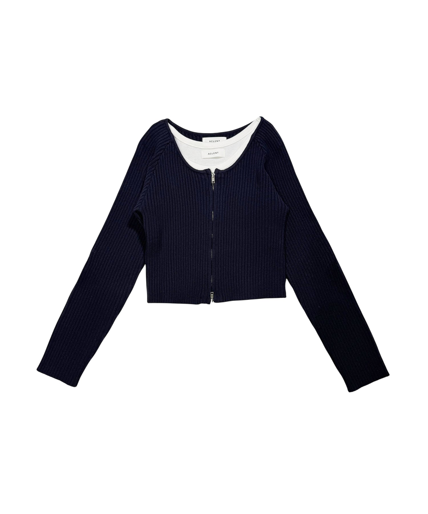 オフショルダーリブニットトップス