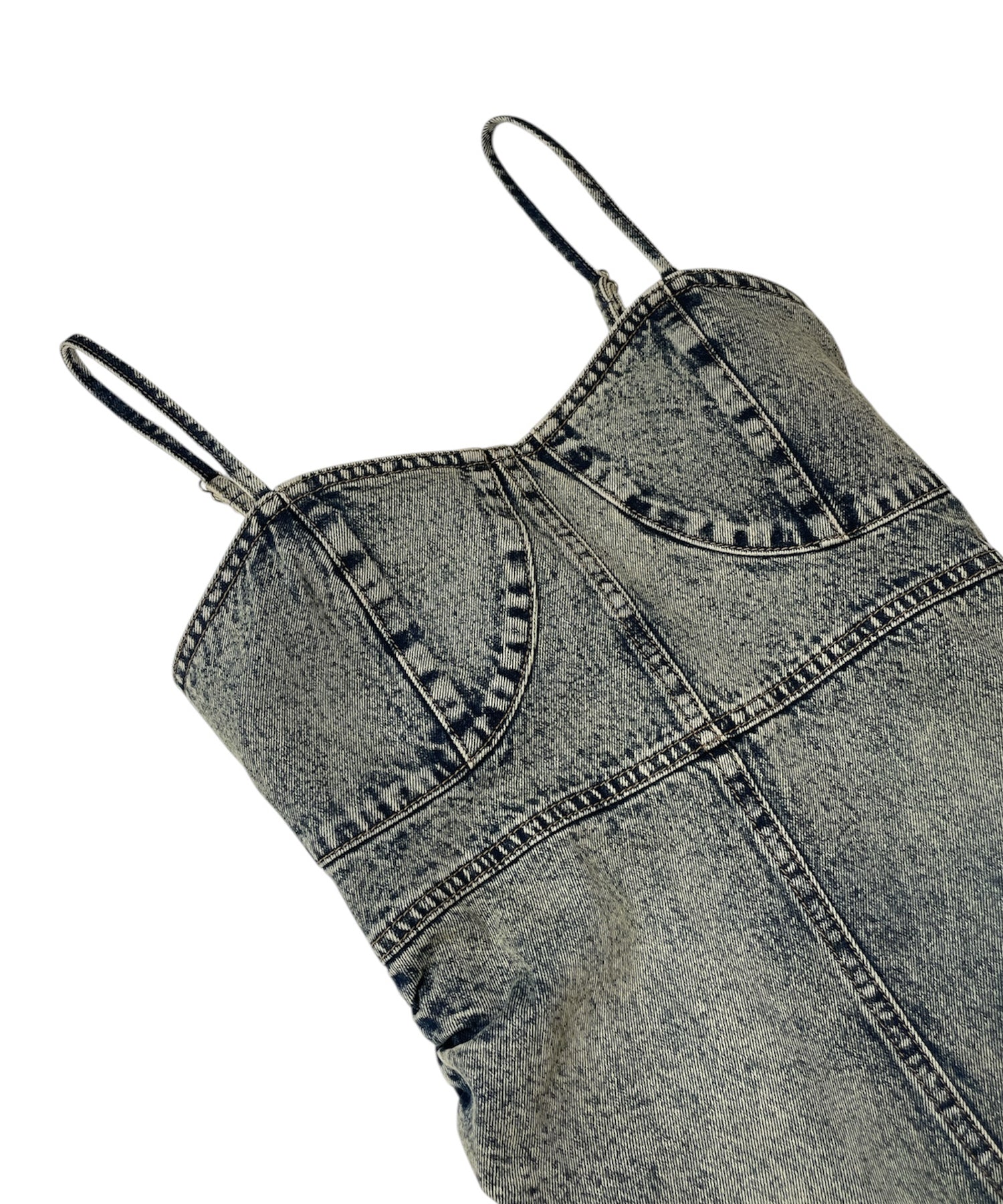 フリルダメージデニムミニワンピース