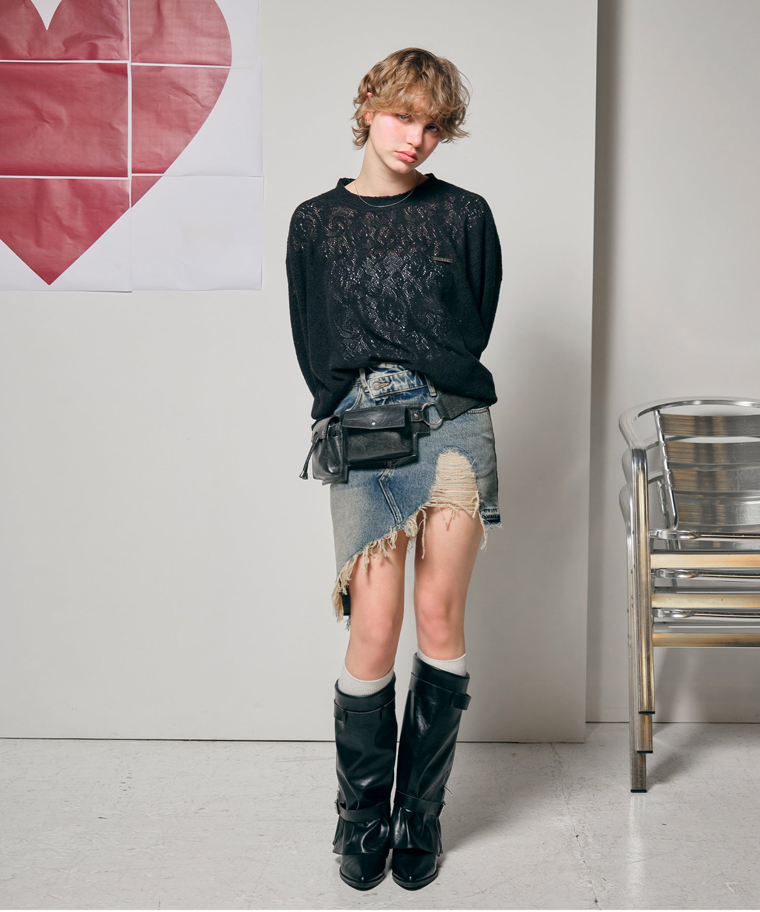 MODEL:170cm/COLOR:BLACK/SIZE:F