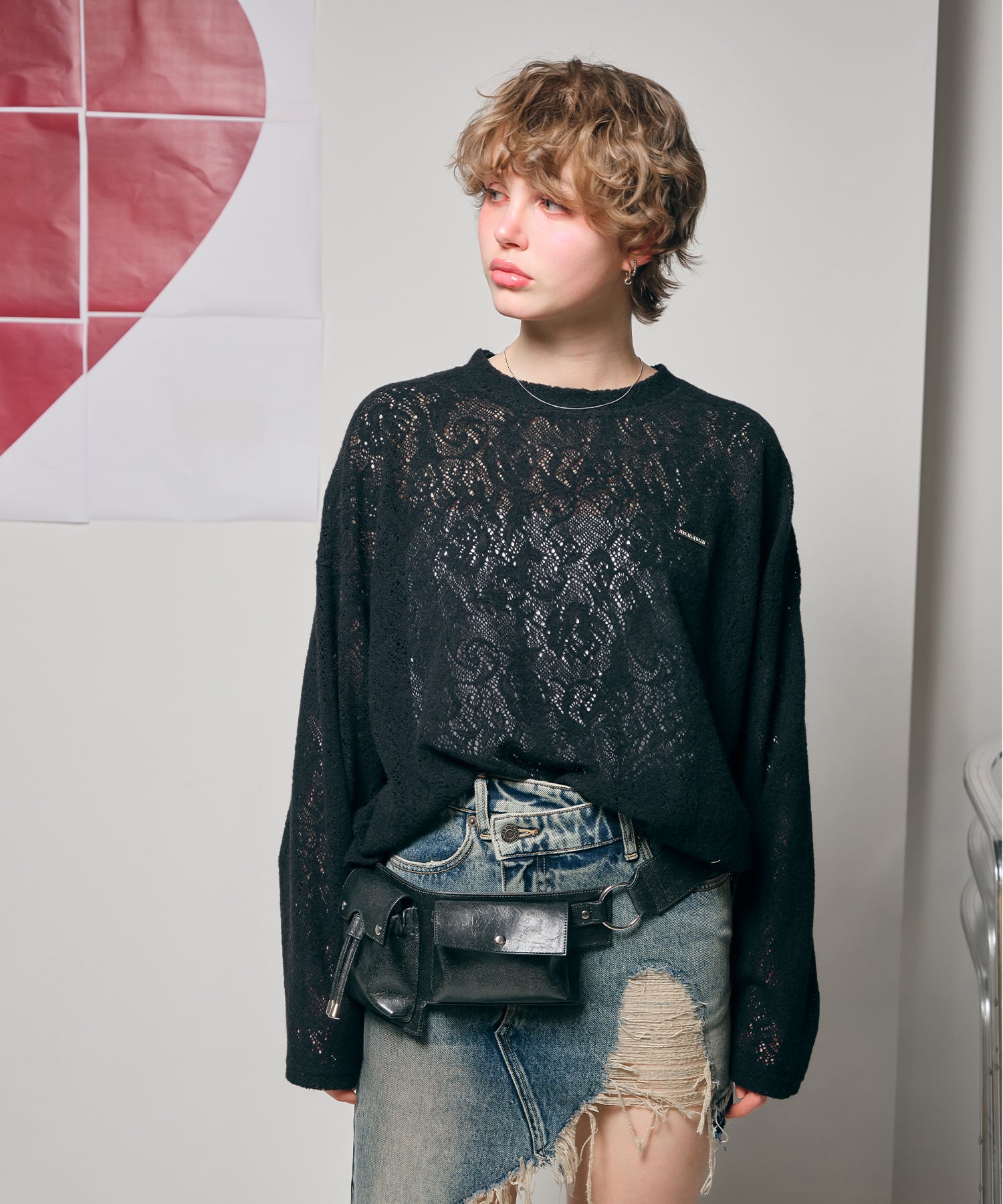 MODEL:170cm/COLOR:BLACK/SIZE:F