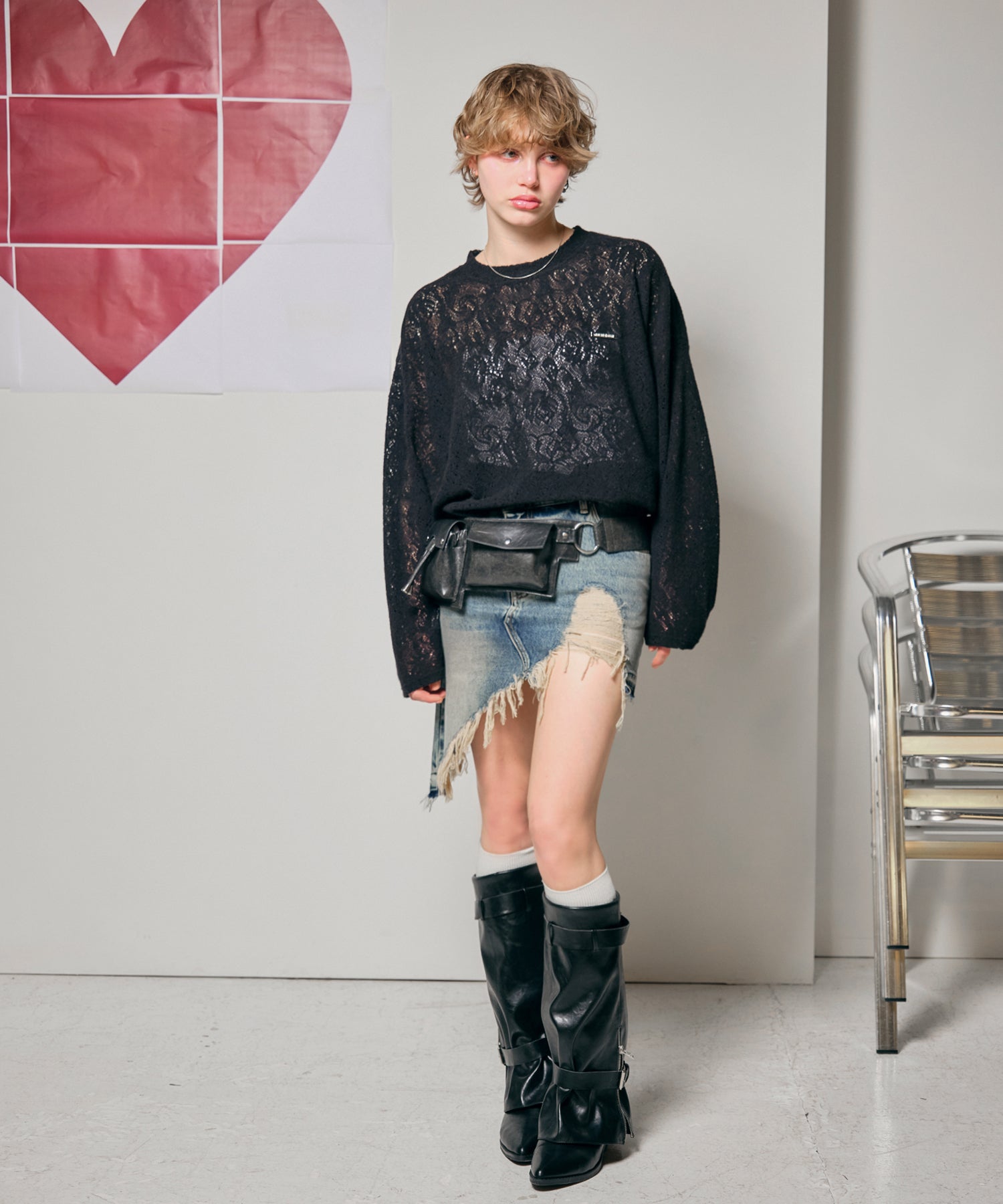 MODEL:170cm/COLOR:BLACK/SIZE:F