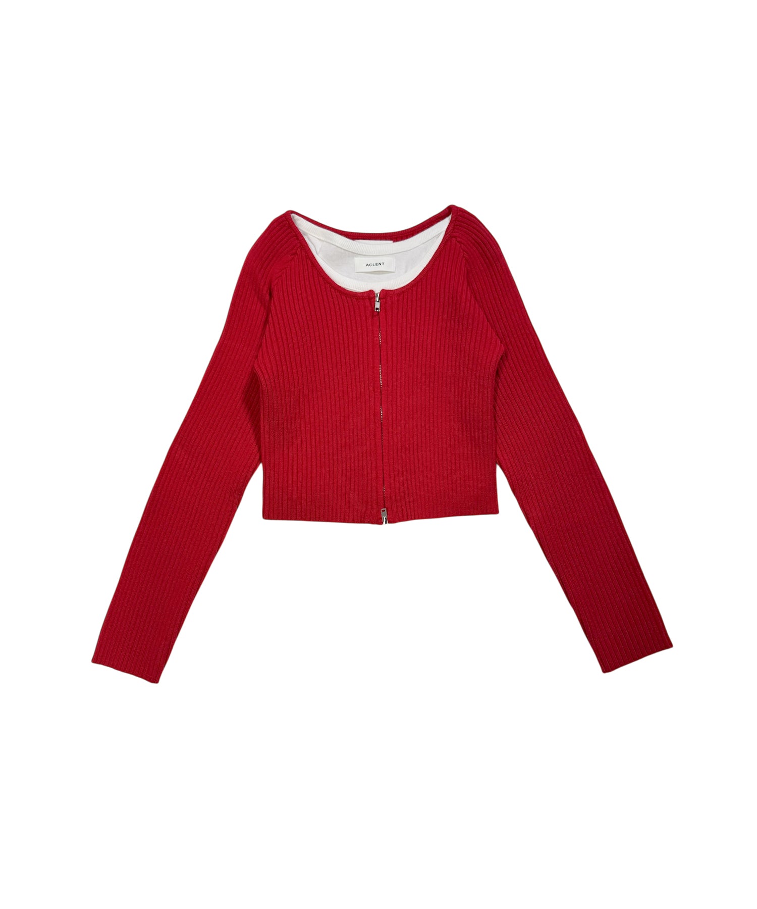 オフショルダーリブニットトップス