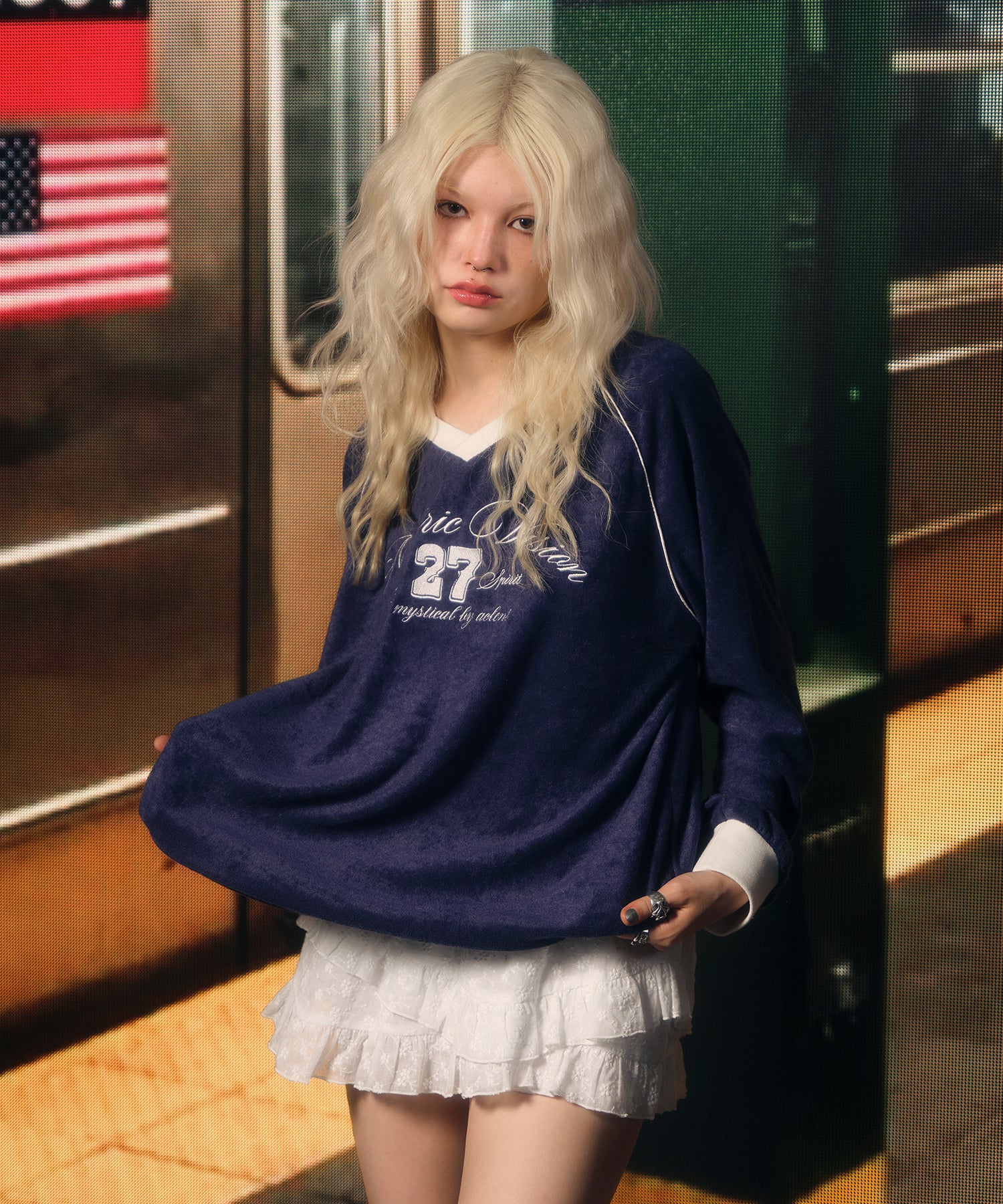 MODEL:170cm/COLOR:NAVY/SIZE:F