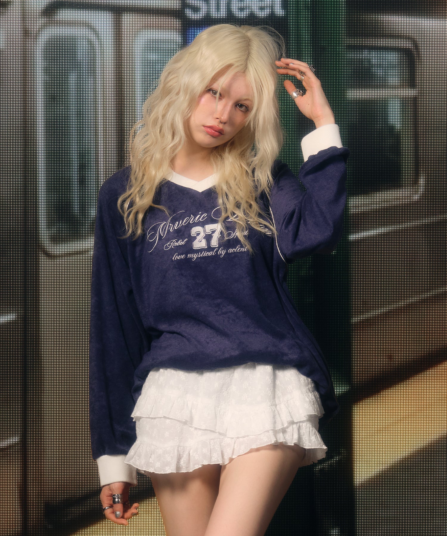 MODEL:170cm/COLOR:NAVY/SIZE:F