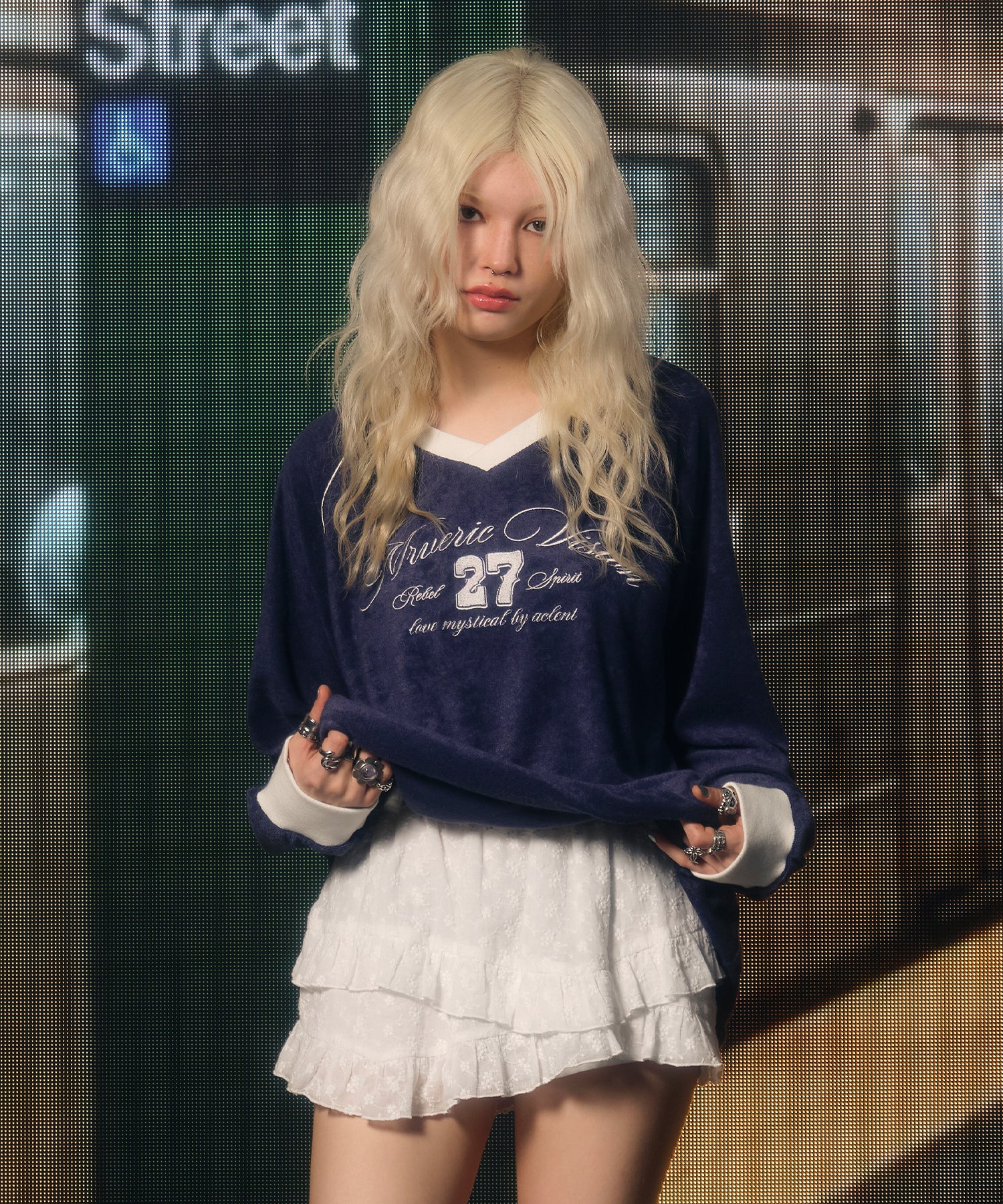 MODEL:170cm/COLOR:NAVY/SIZE:F