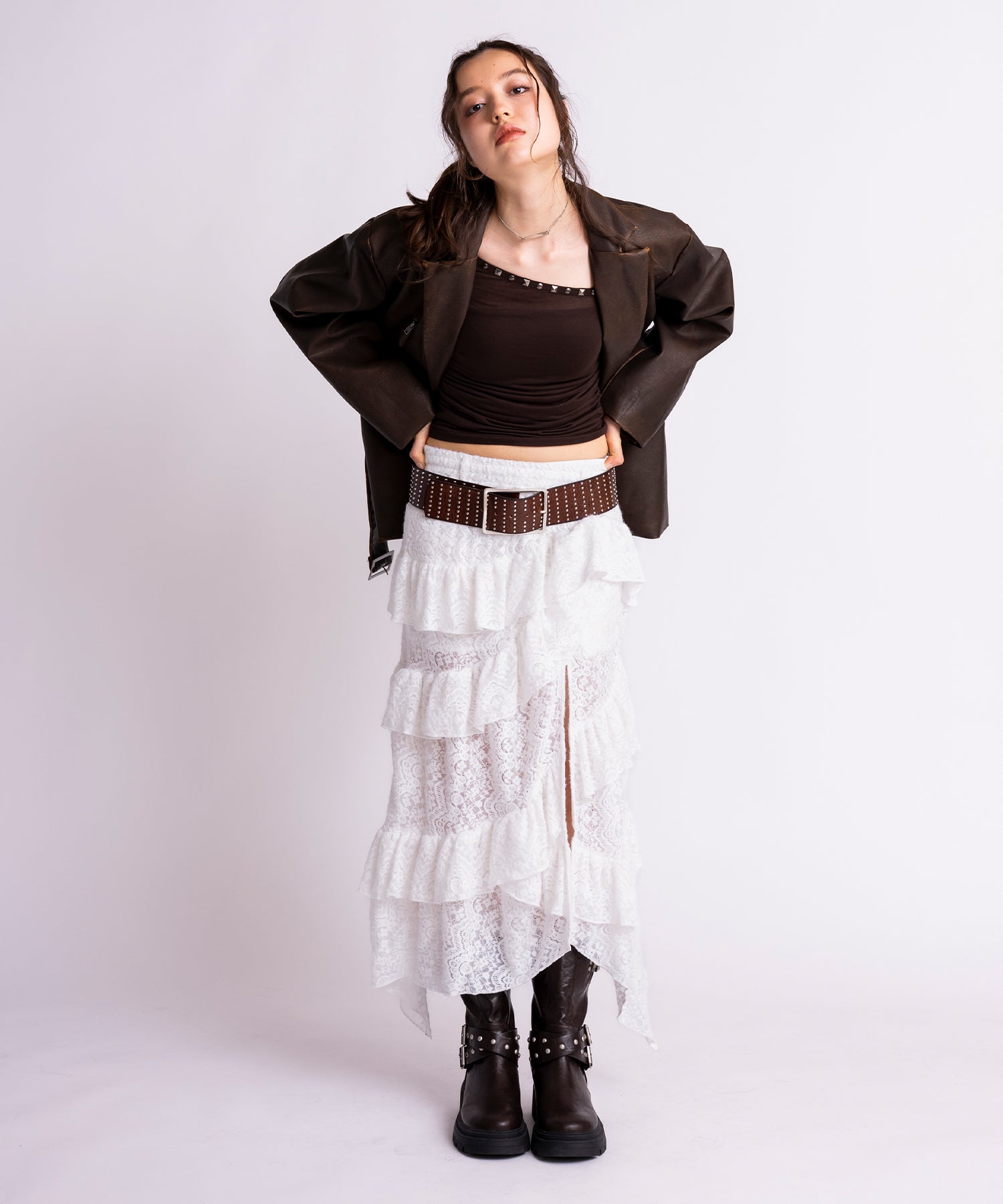 MODEL:163cm/COLOR:BROWN/SIZE:F