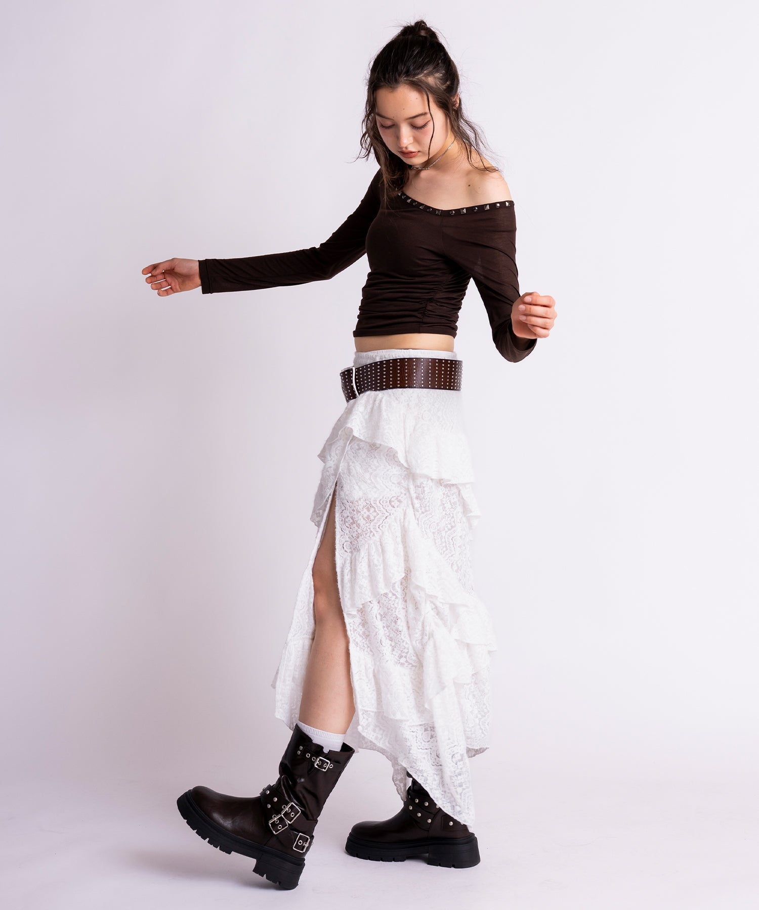 MODEL:163cm/COLOR:BROWN/SIZE:F