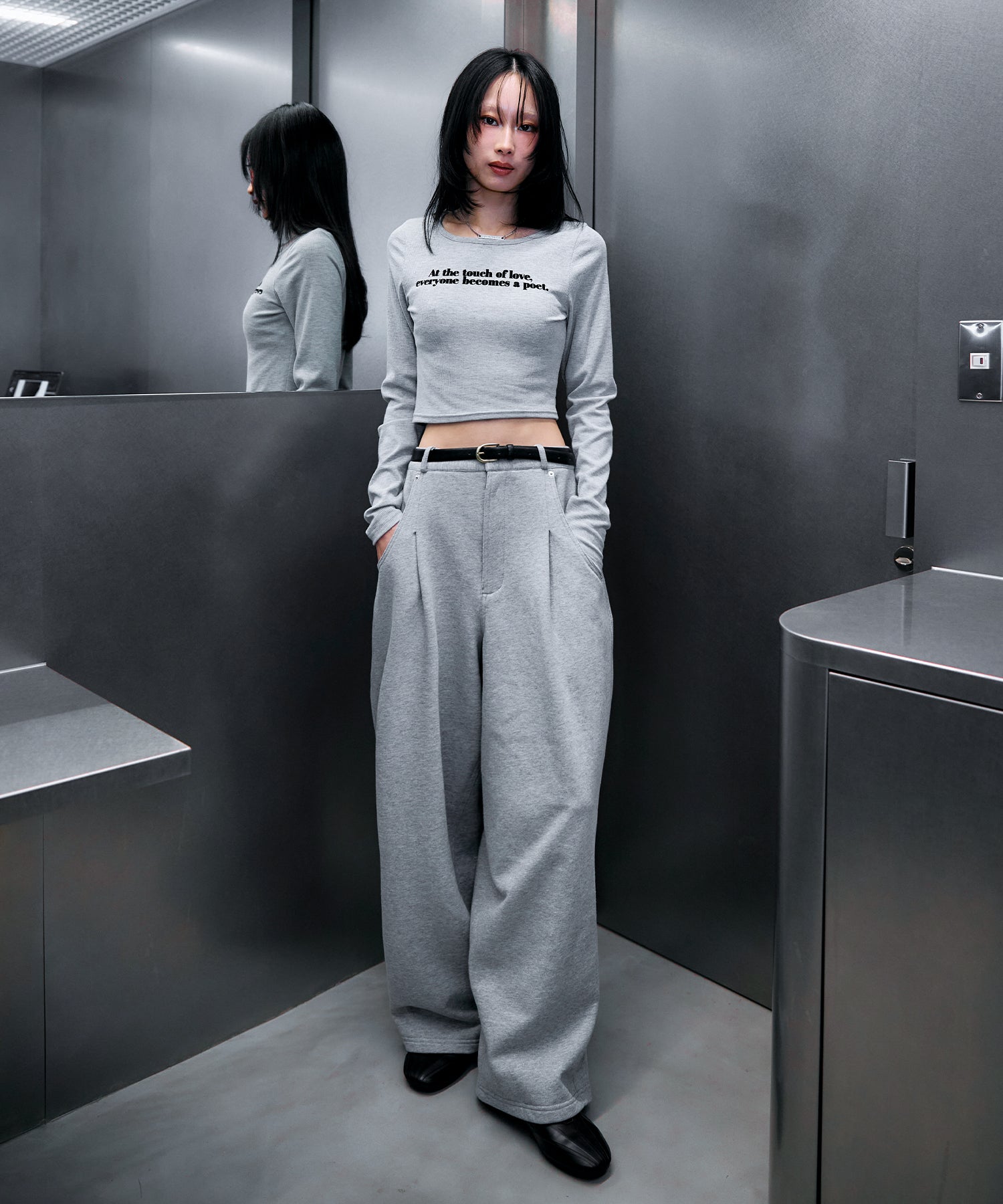 MODEL:170cm/COLOR:GRY/SIZE:F