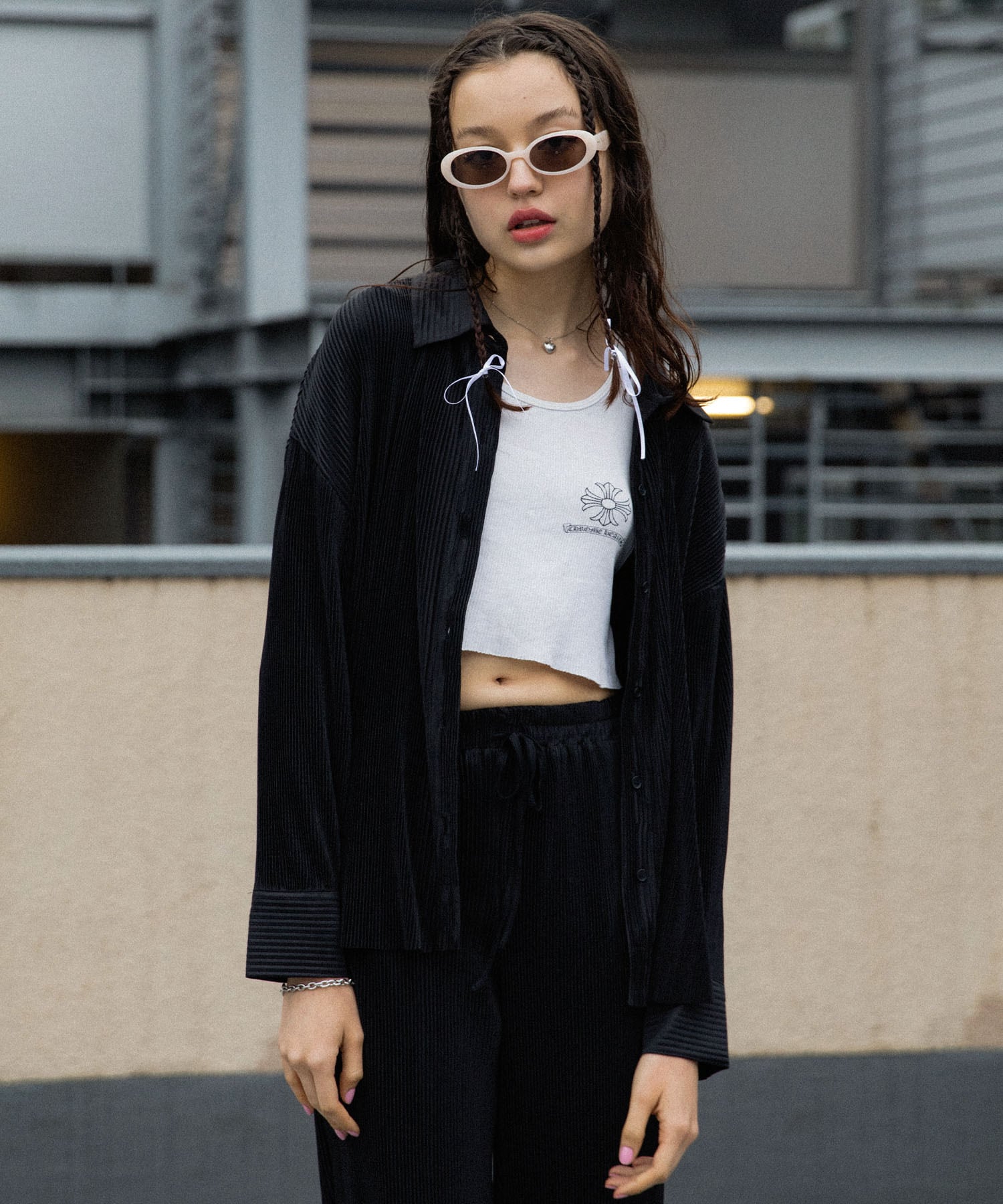 リラクシープリーツシャツ