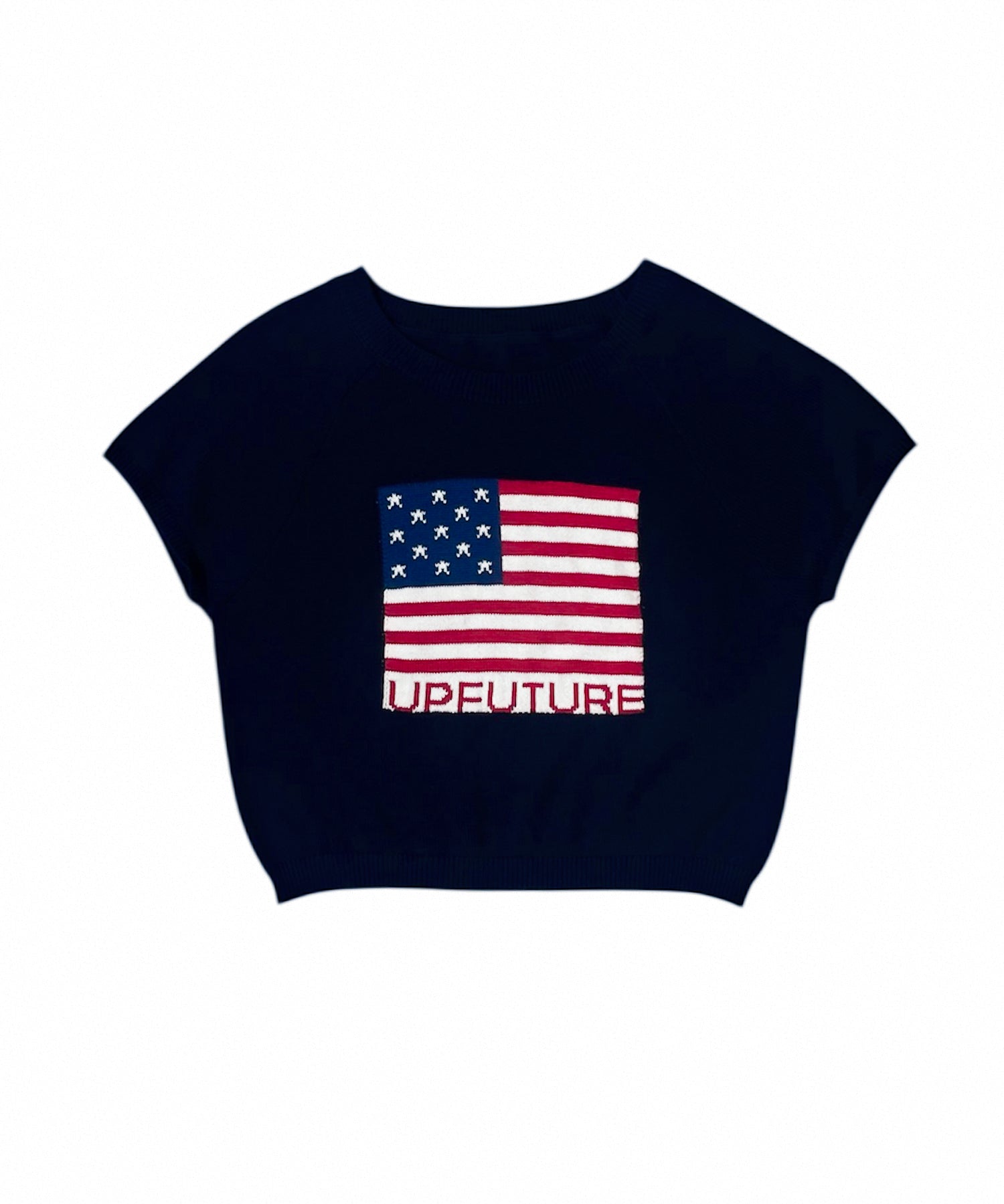 ジャガードロゴコンパクトラグランニットトップ