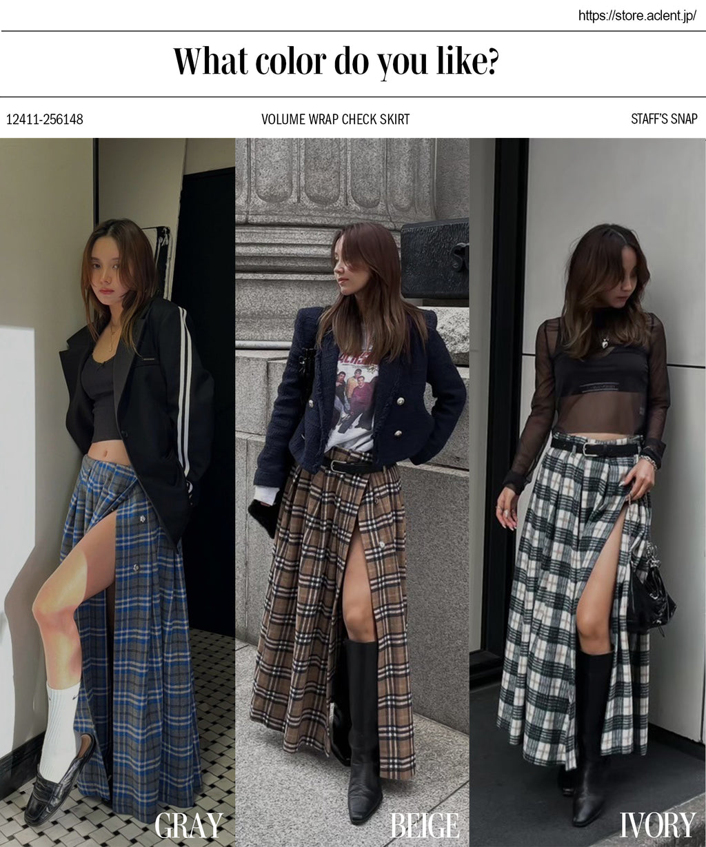 Volume wrap check skirt｜ACLENT（アクレント）