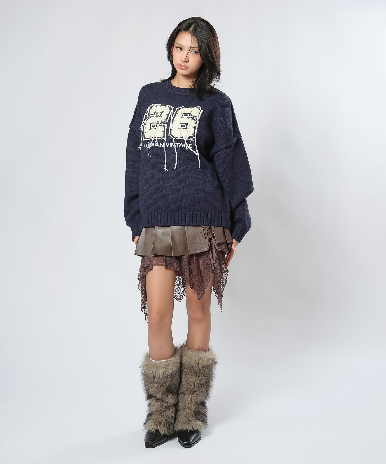 MODEL:170cm/COLOR:NAVY/SIZE:F