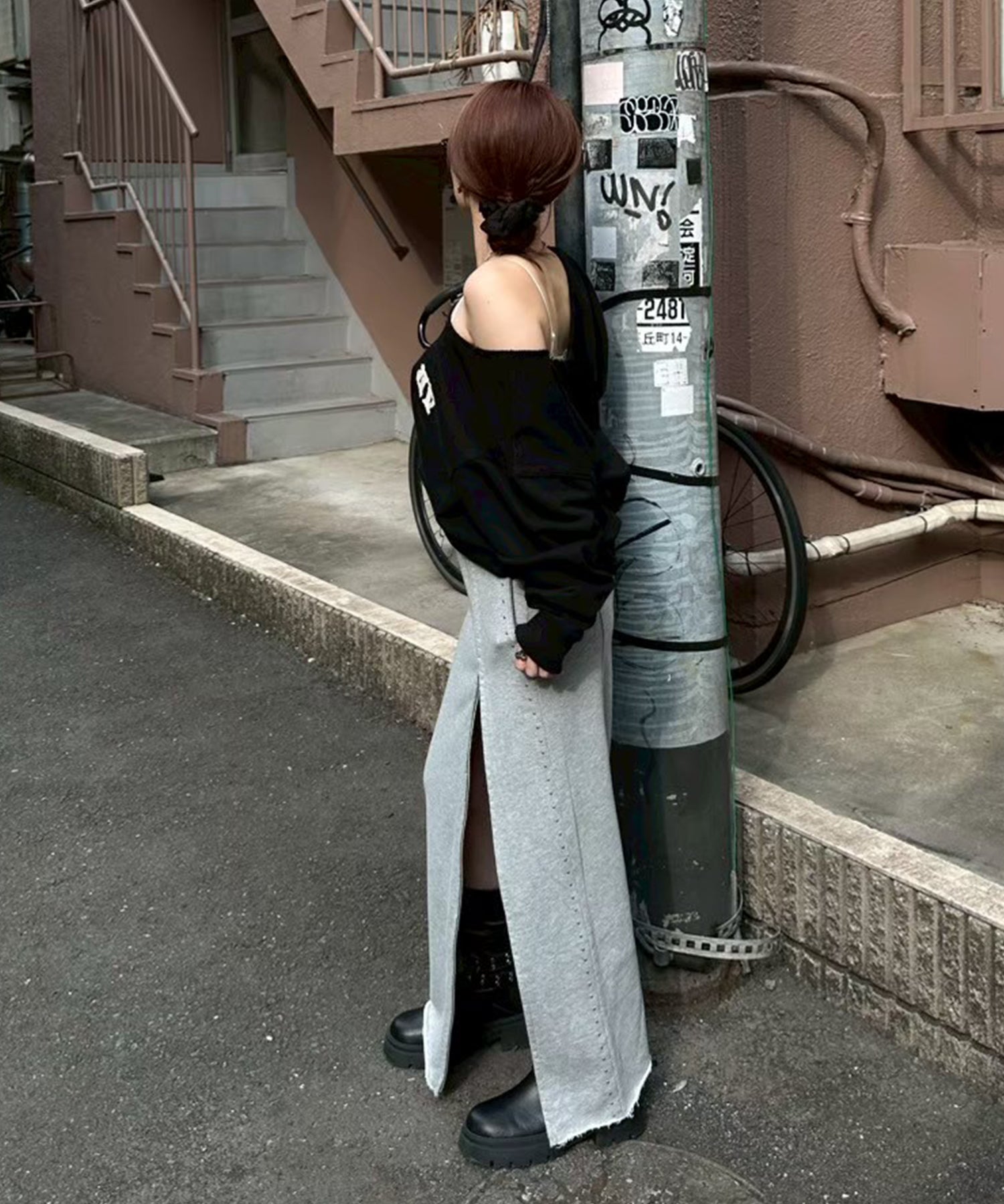 スタッズディティールスウェットロングスカート｜ACLENT（アクレント）