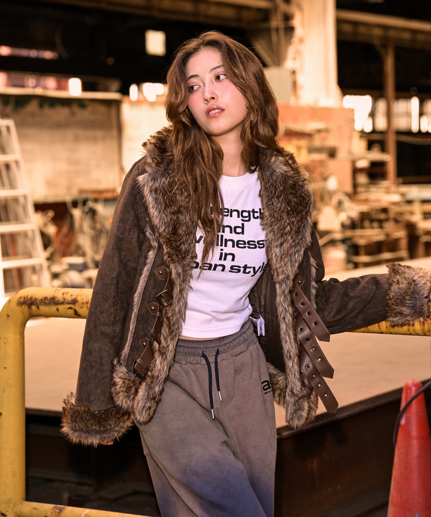 MODEL:163cm/COLOR:BROWN/SIZE:M