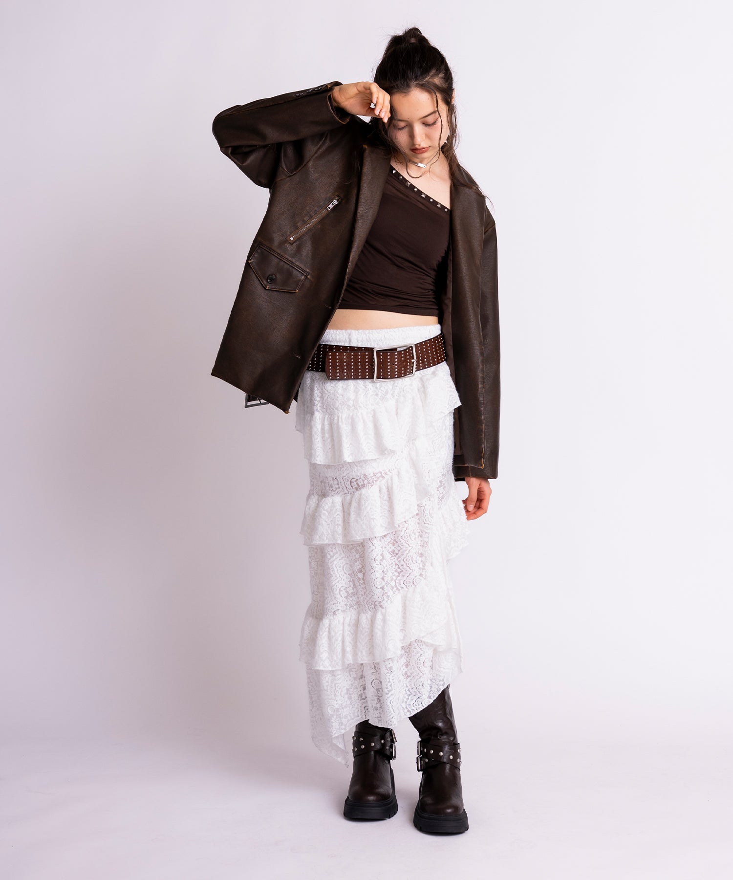MODEL:172cm/COLOR:BROWN/SIZE:F