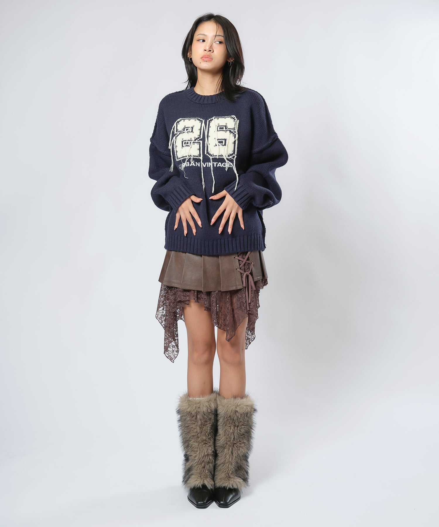 MODEL:170cm/COLOR:NAVY/SIZE:F