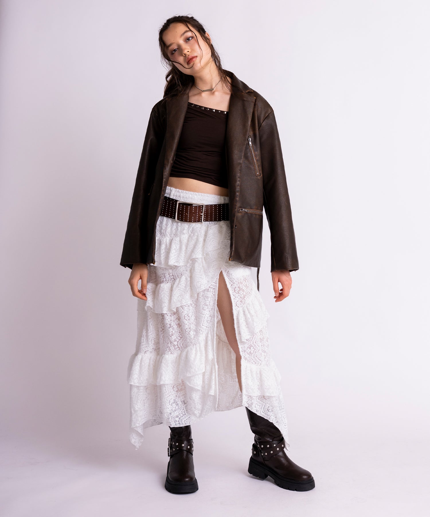 MODEL:172cm/COLOR:BROWN/SIZE:F