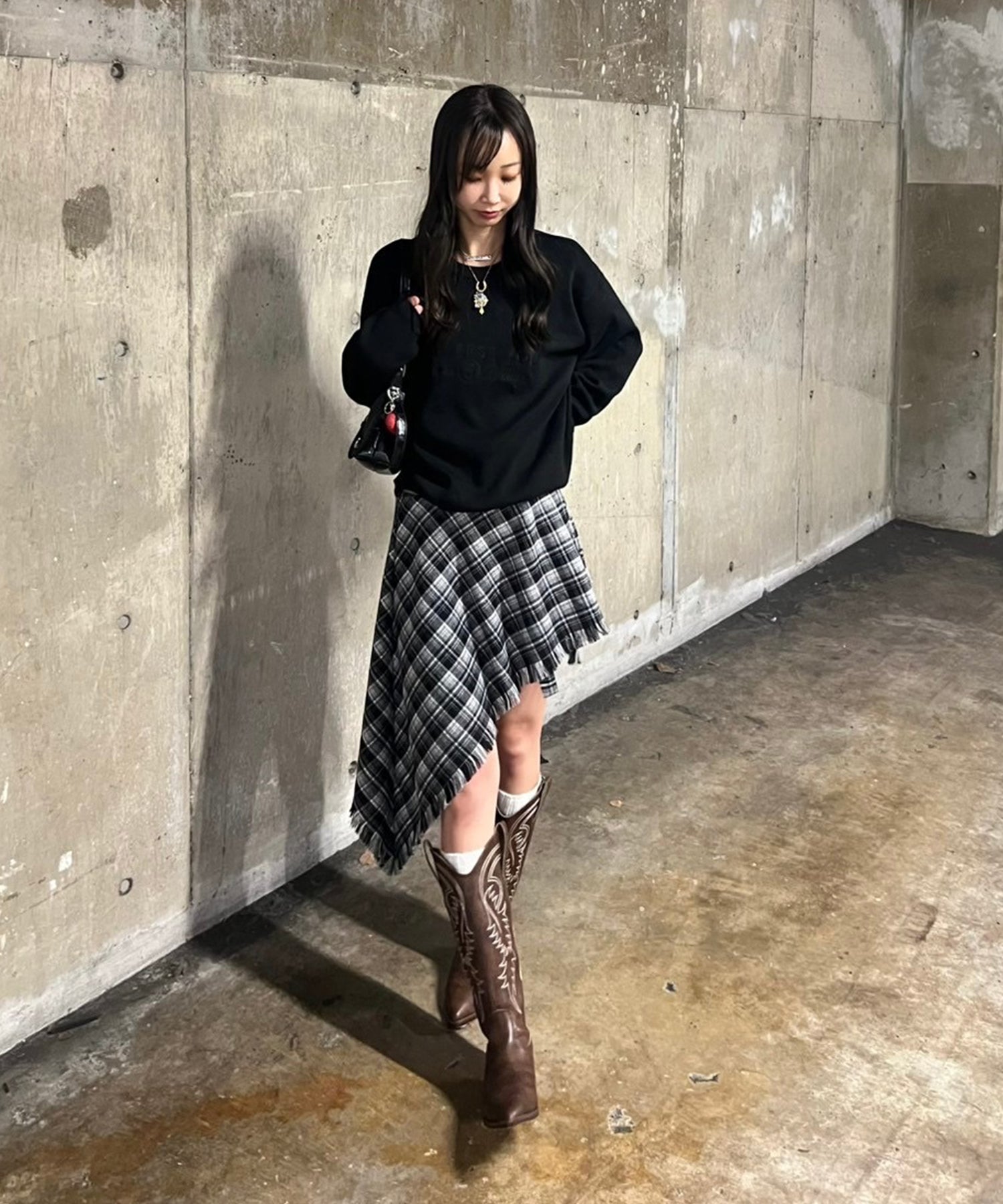 正規品販売！ Check wrap skirt｜ACLENT（アクレント） asymmetric スカート