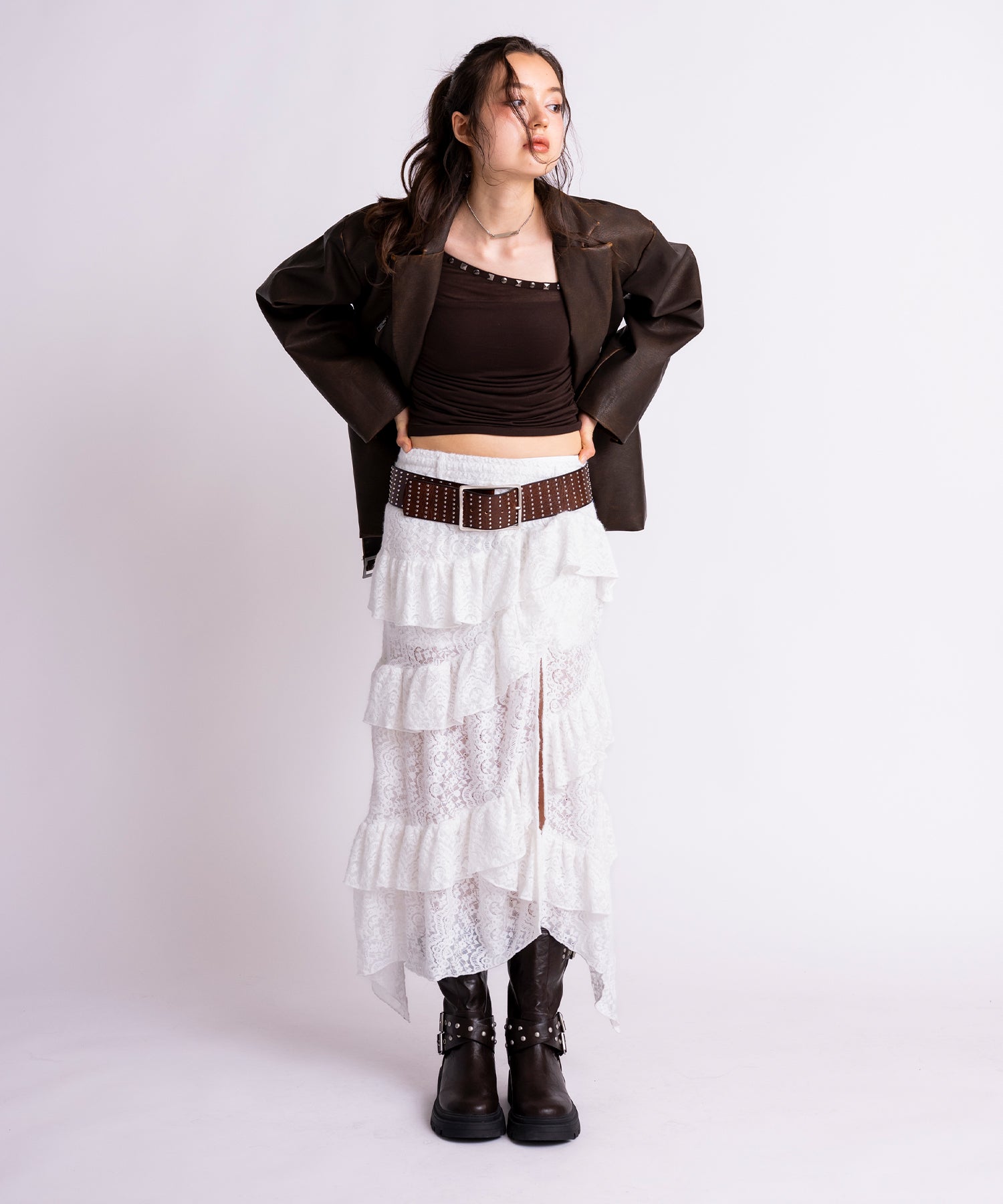 MODEL:172cm/COLOR:BROWN/SIZE:F
