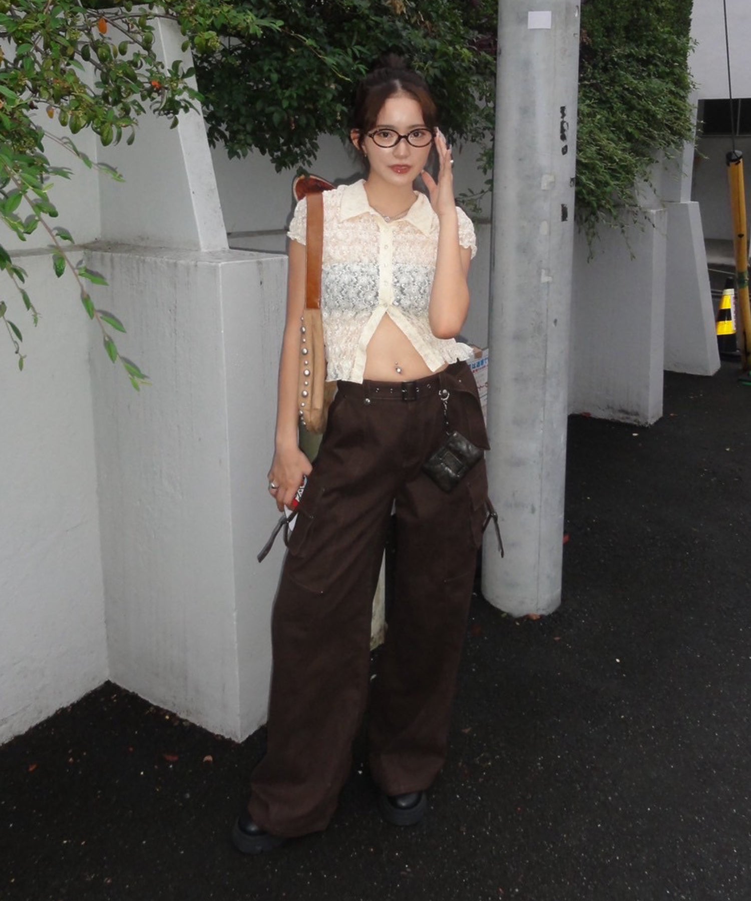 ACLENT ステッチデザインカーゴパンツ　ブラウン ステッチデザインカーゴパンツ｜ACLENT（アクレント）