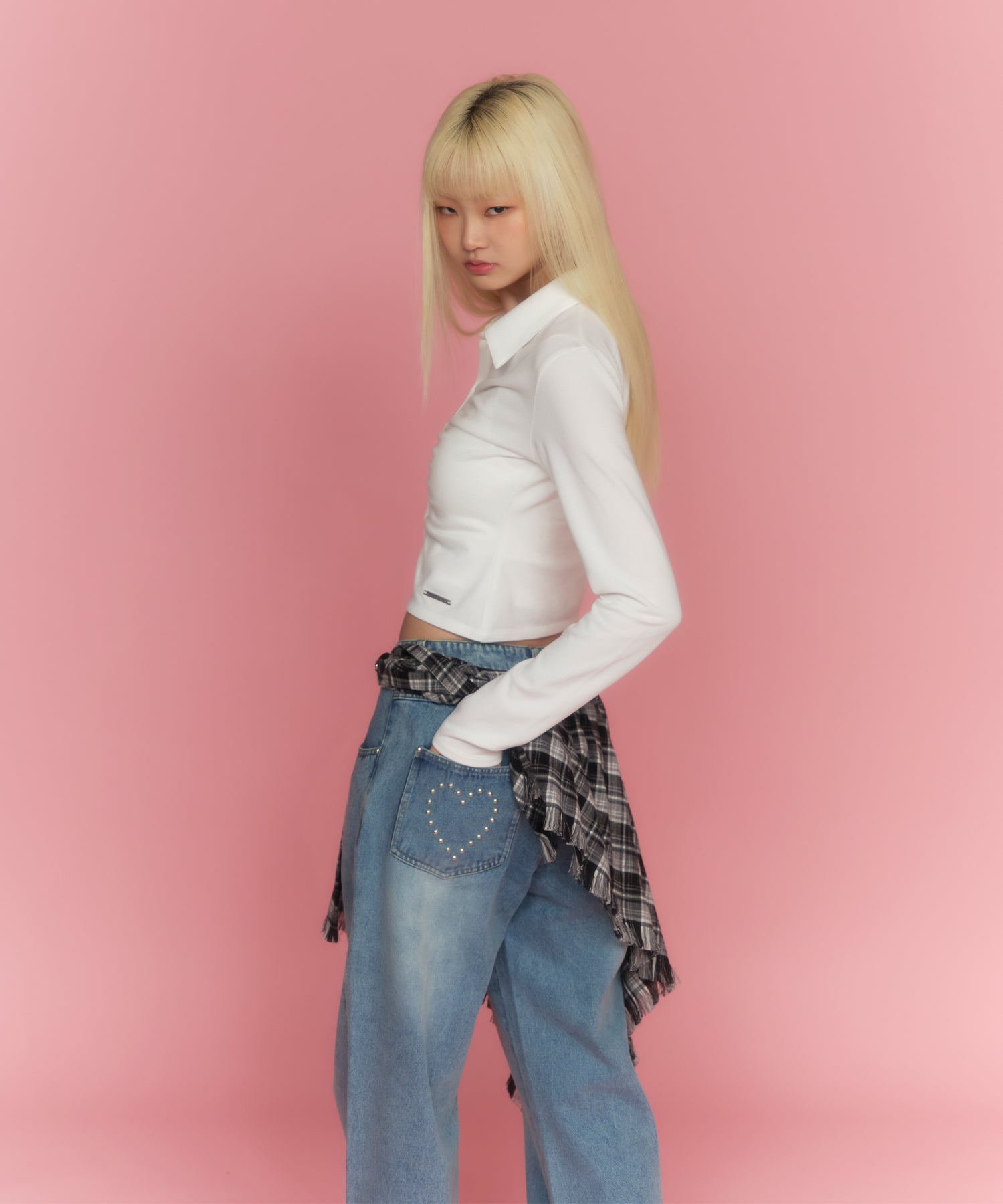 Straight just waist studs denim pants｜ACLENT（アクレント）