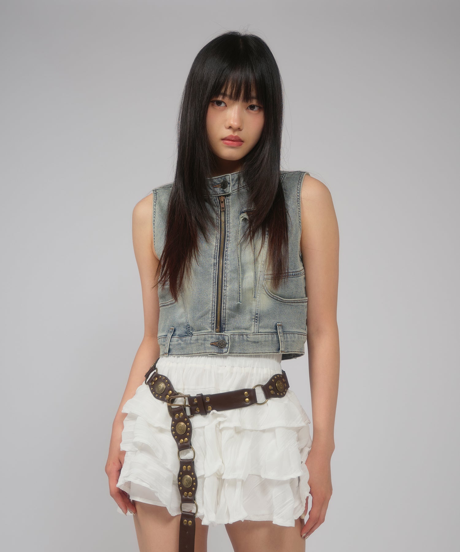 Switching compact denim vest｜ACLENT（アクレント）