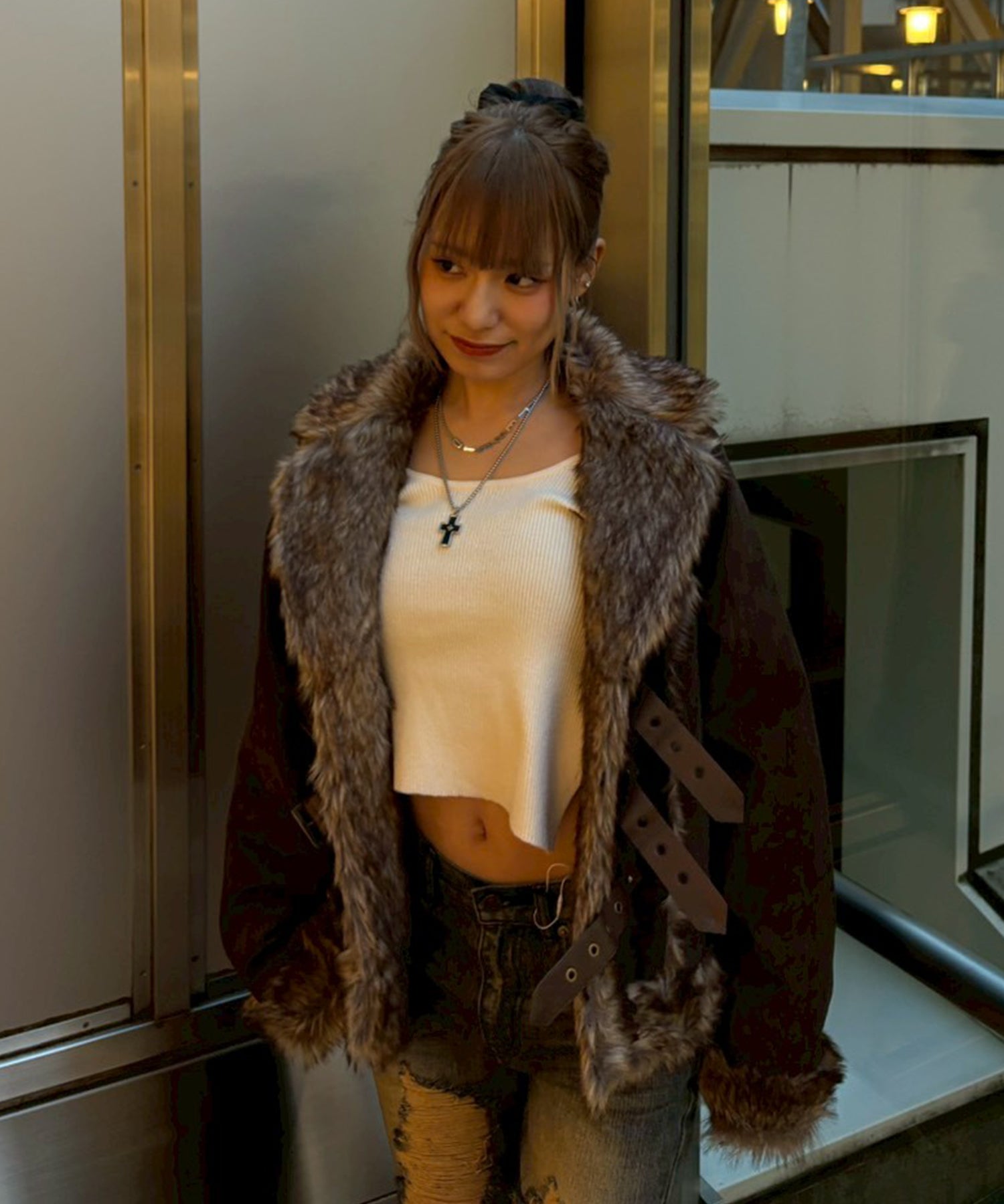 STAFF:151cm/COLOR:BROWN/SIZE:M