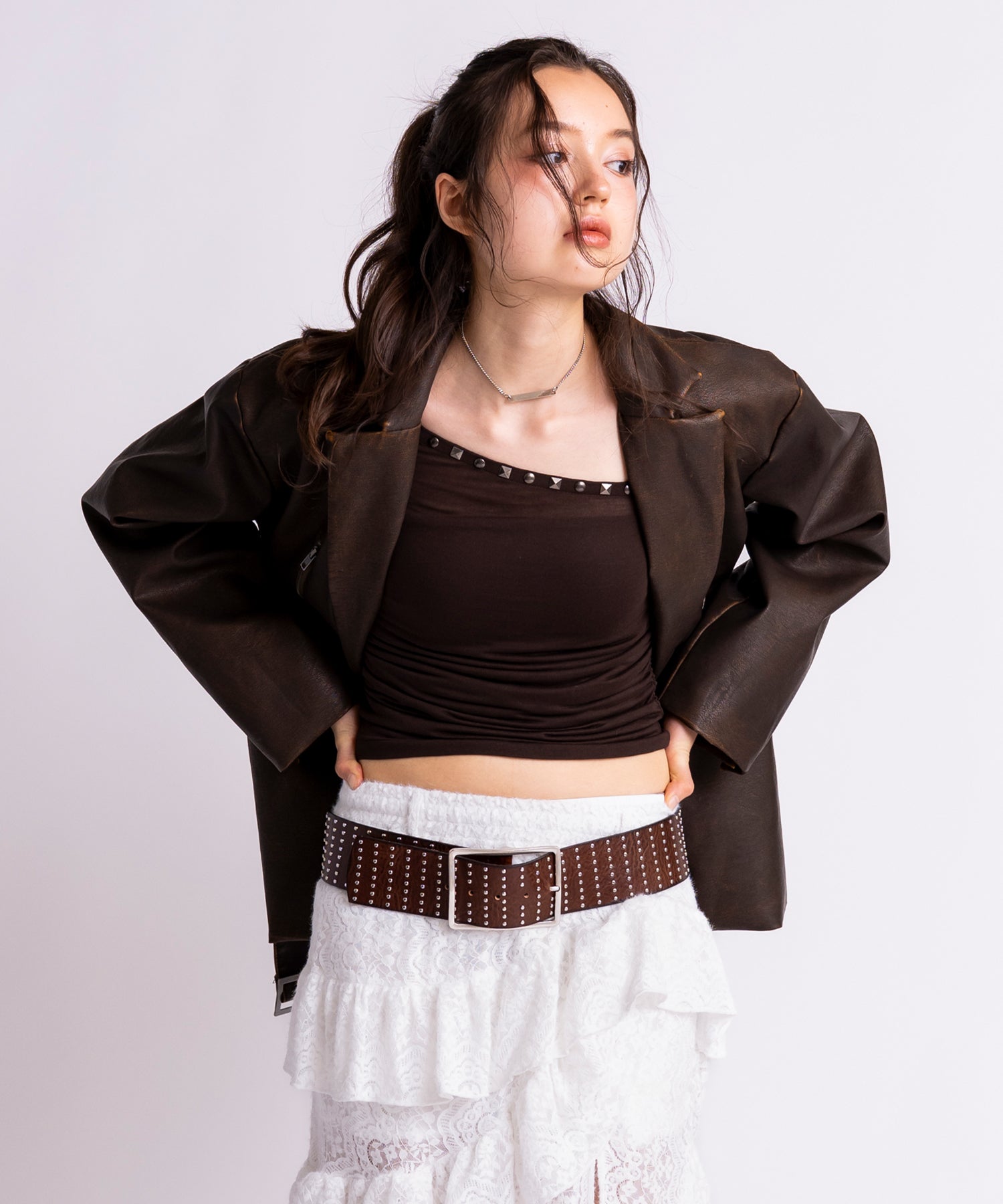 MODEL:172cm/COLOR:BROWN/SIZE:F
