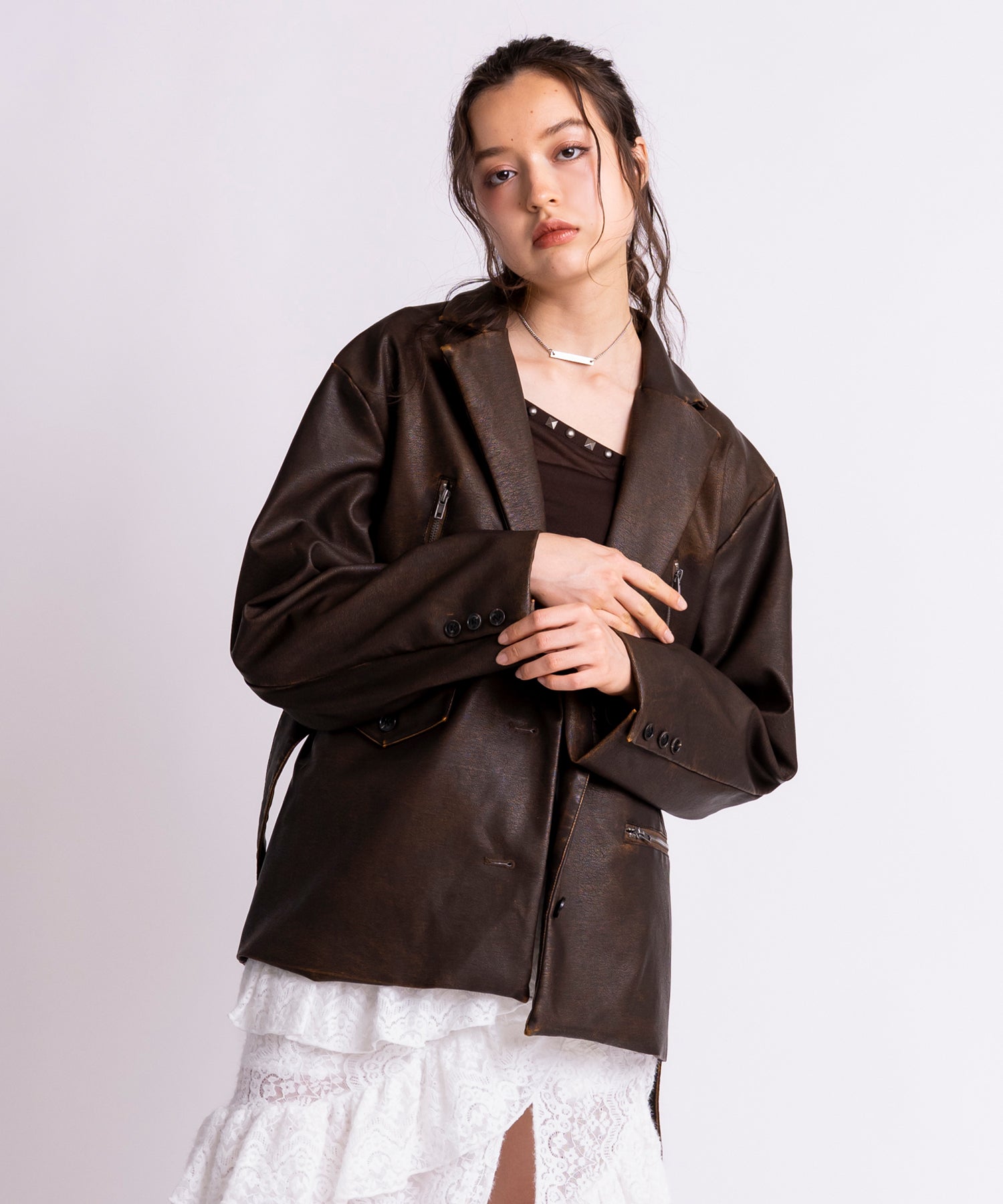 MODEL:172cm/COLOR:BROWN/SIZE:F