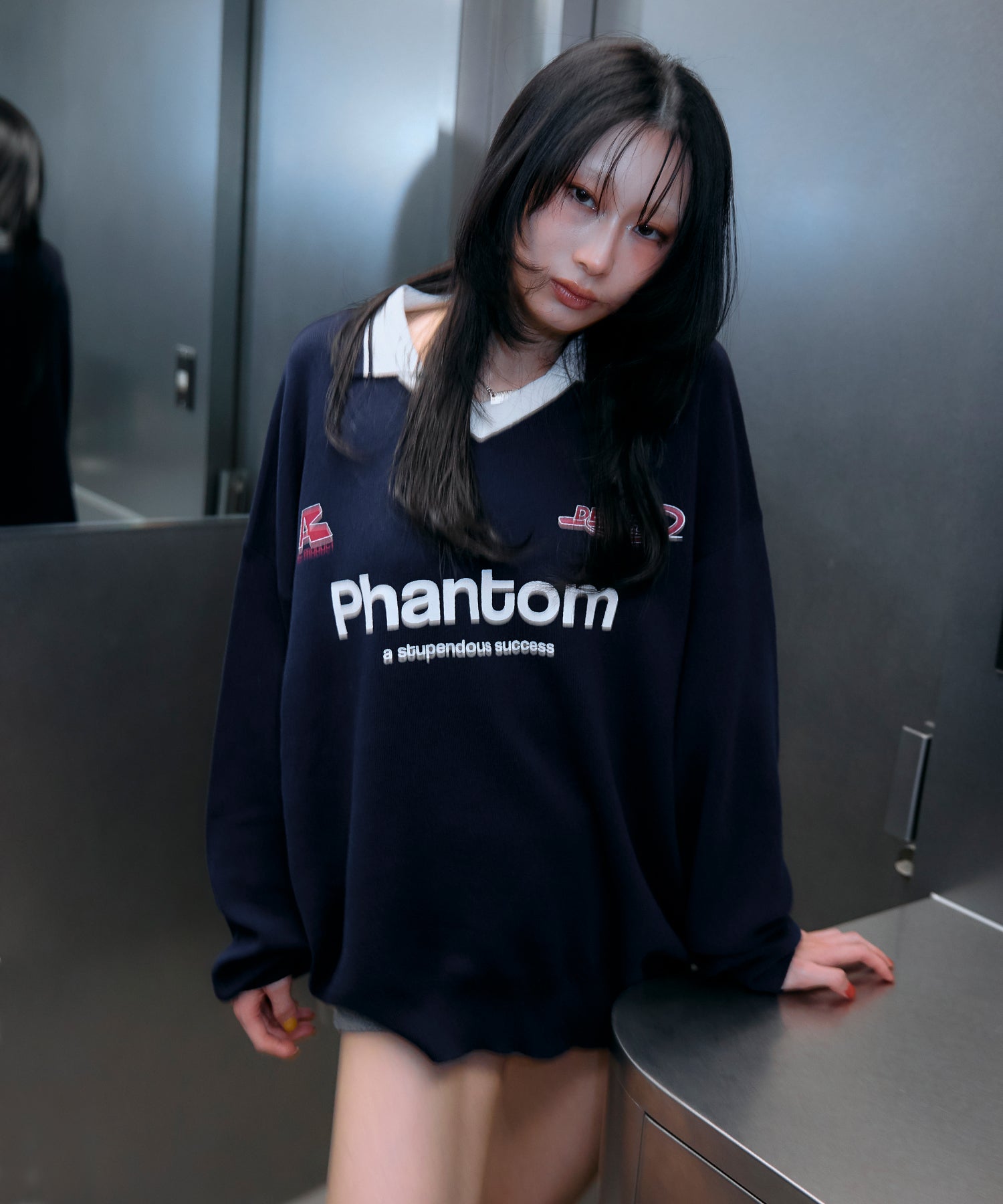 MODEL:170cm/COLOR:NAVY/SIZE:F