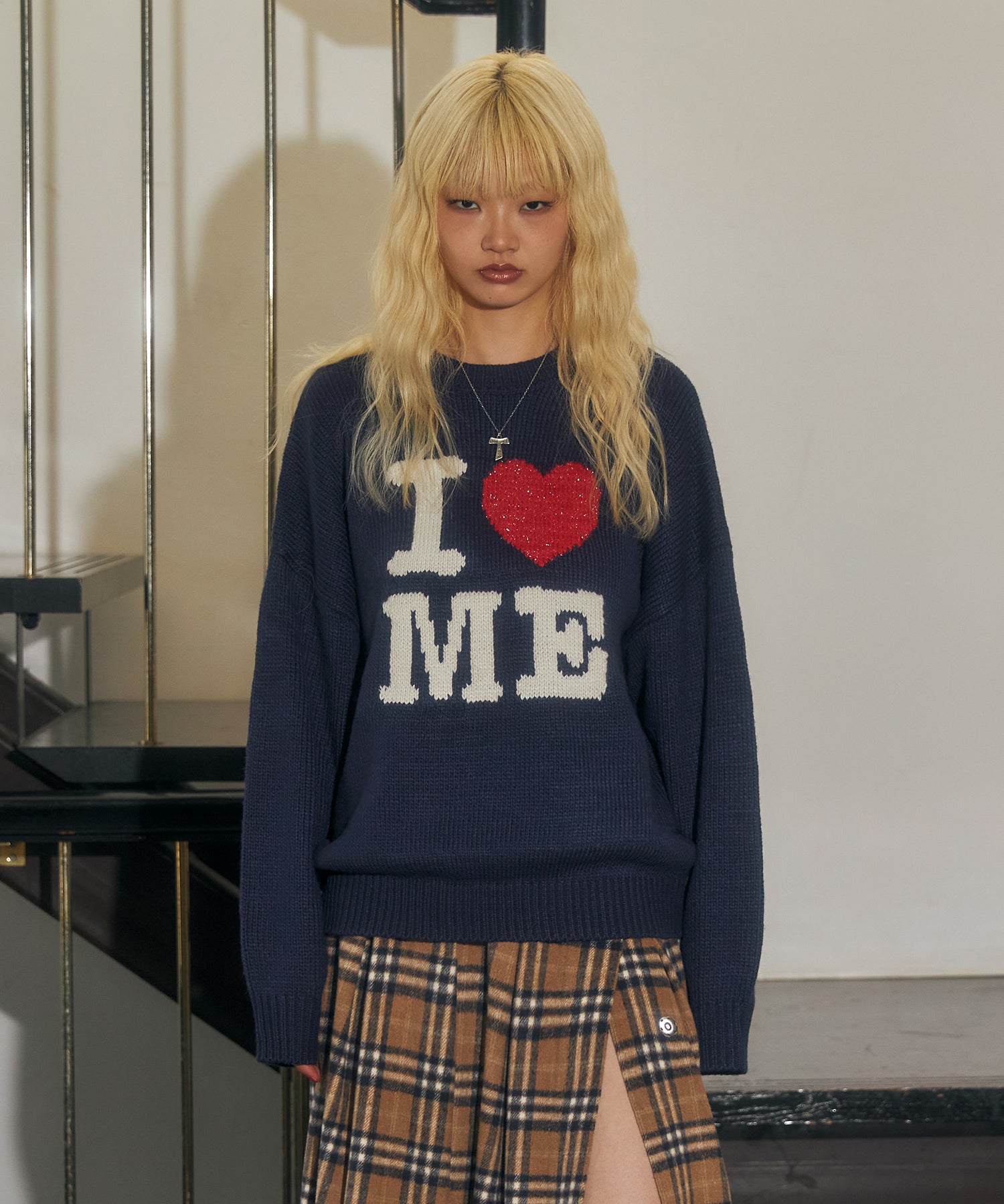 Logo jacquard lame knit top