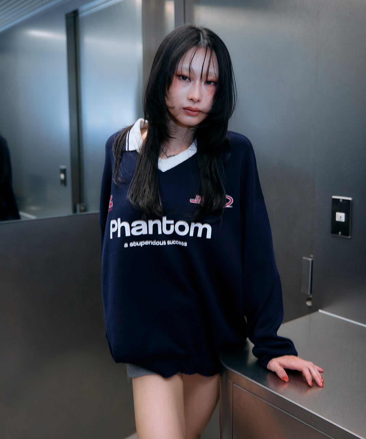 MODEL:170cm/COLOR:NAVY/SIZE:F