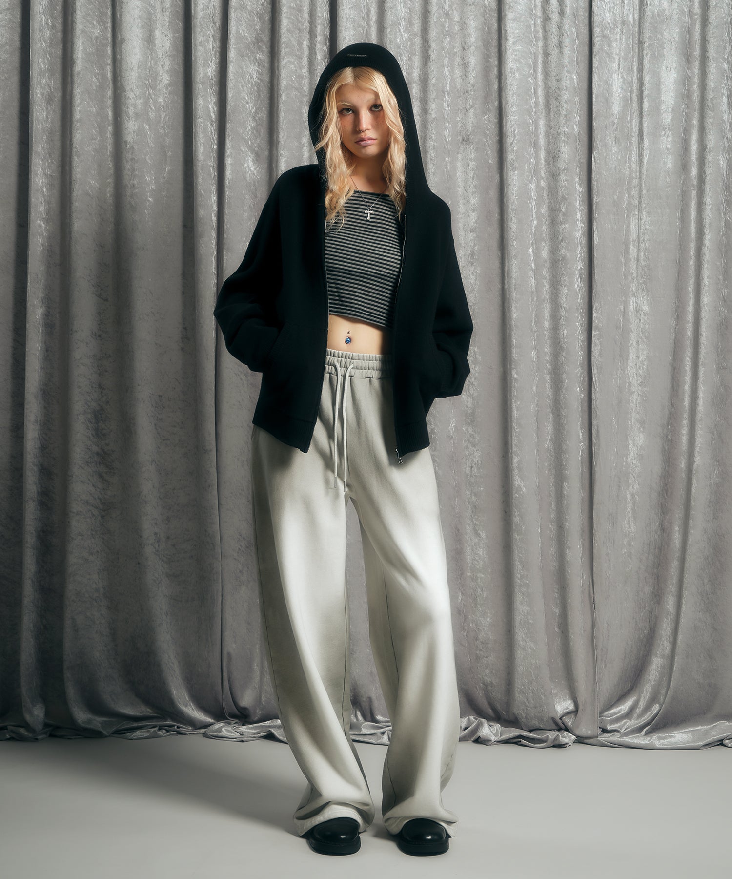 スウェットライクジップニットフーディー｜ACLENT（アクレント）