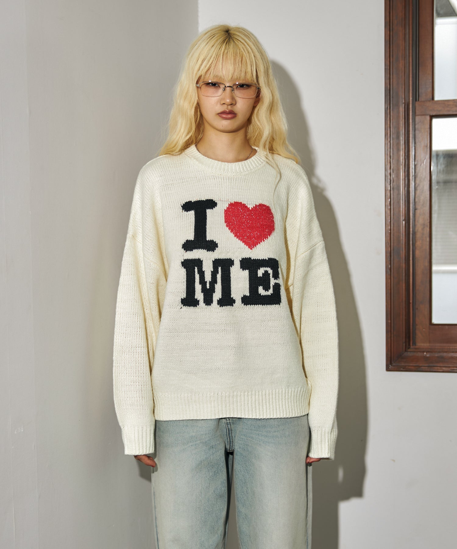 Logo jacquard lame knit top