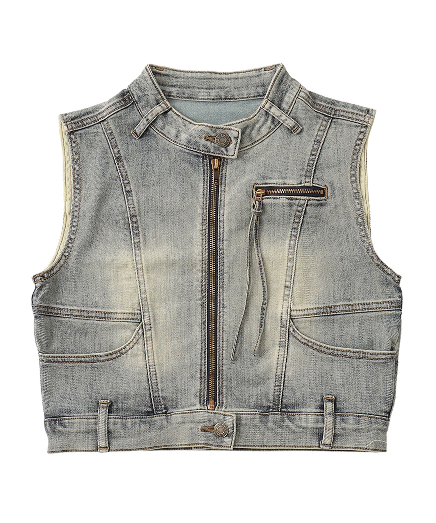 Switching compact denim vest