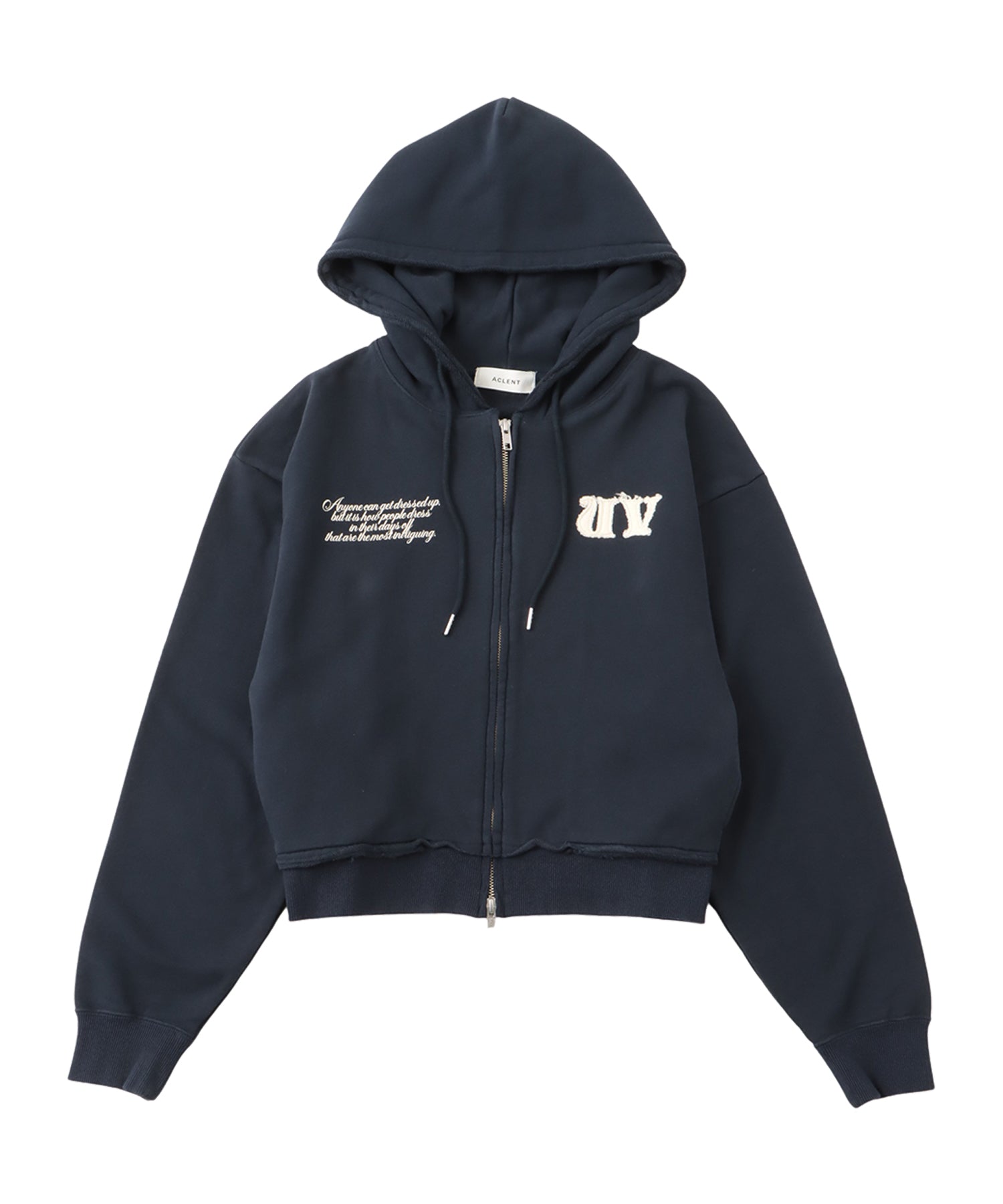 Cut off logo zip hoodie