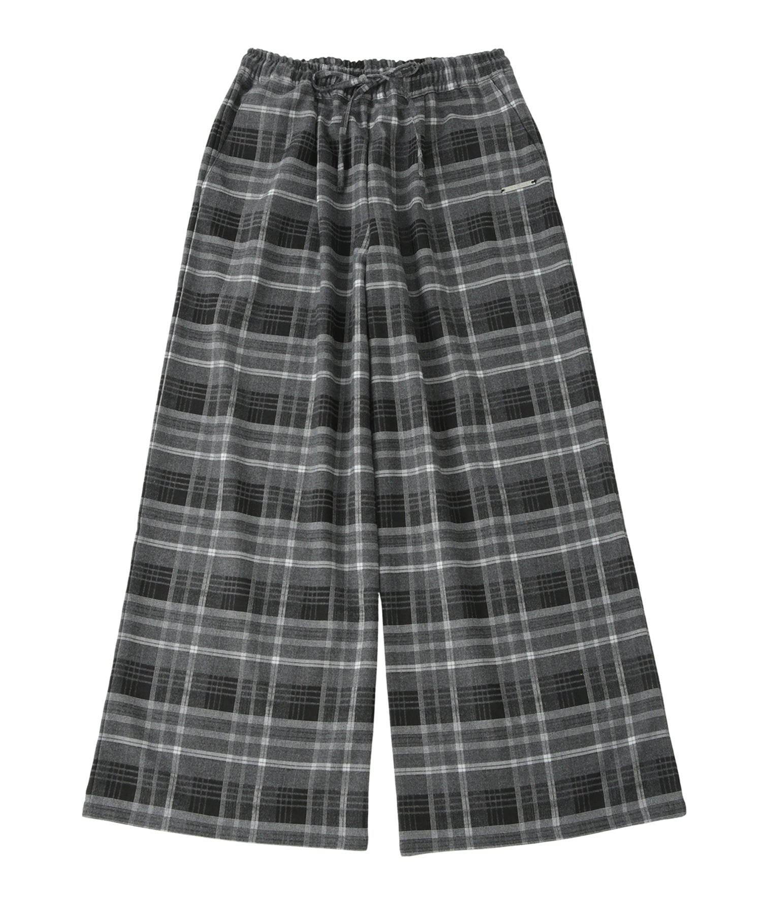 Loose straight check pants