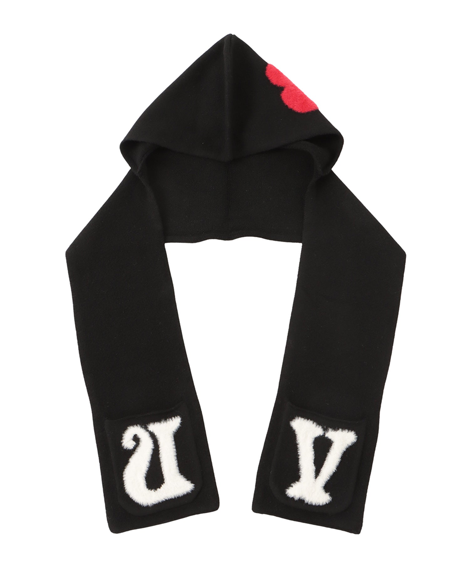 Point shaggy logo hooded muffler