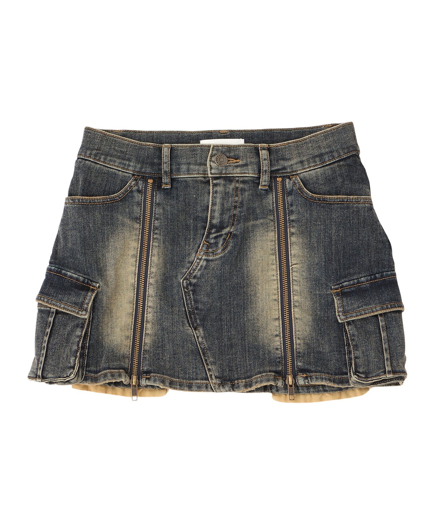 Zip slit denim mini skirt Ⅱ