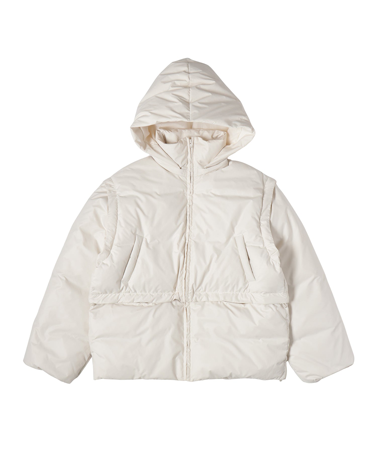 Multi way hooded down jacket