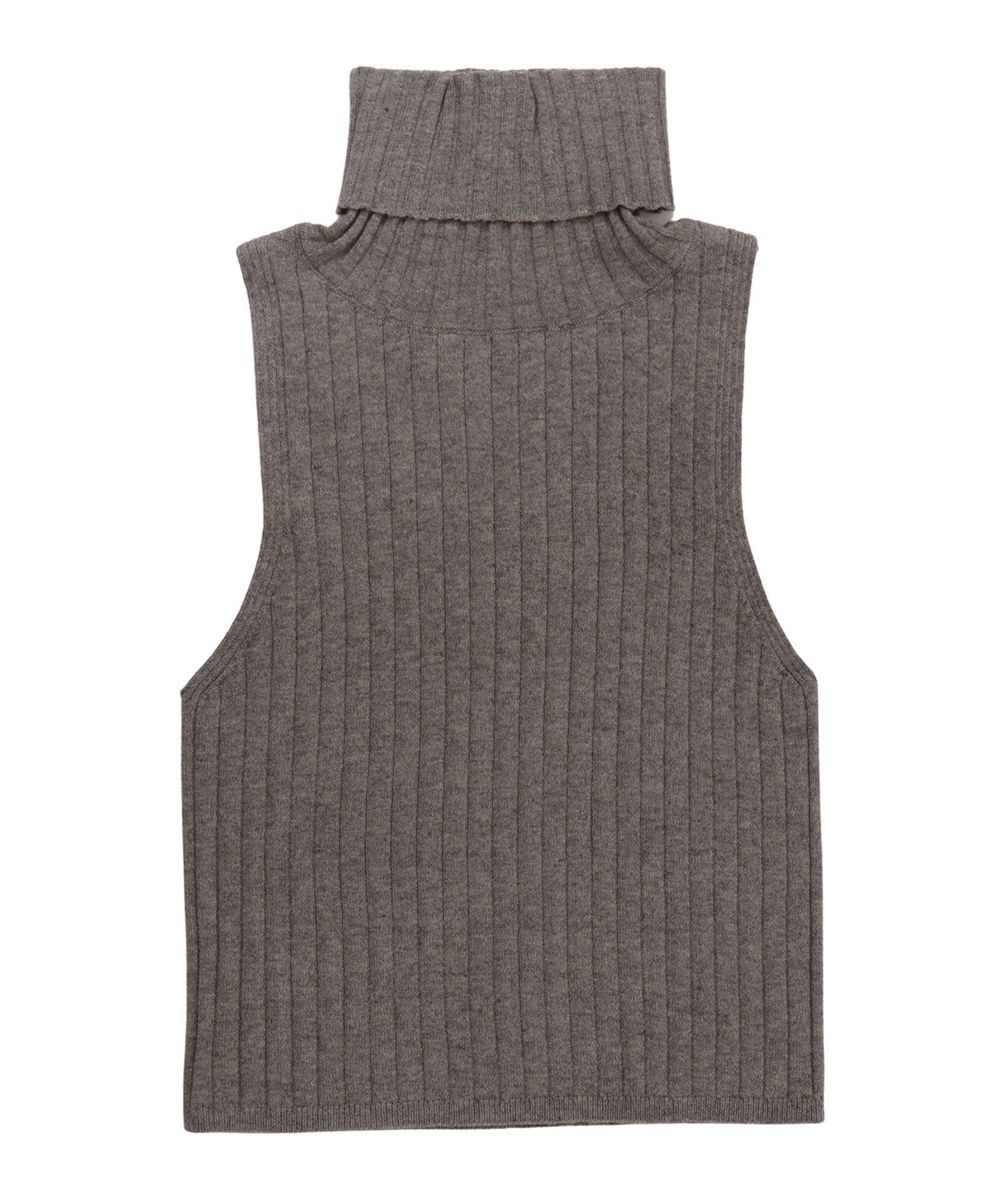 High neck rib knit tank