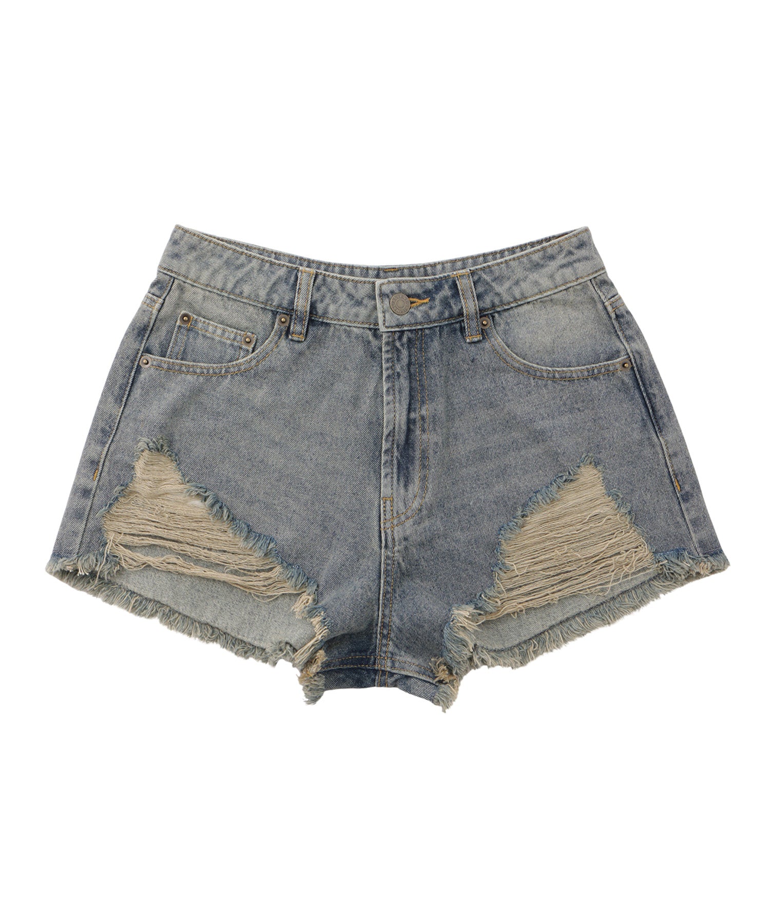 Damage denim short pants