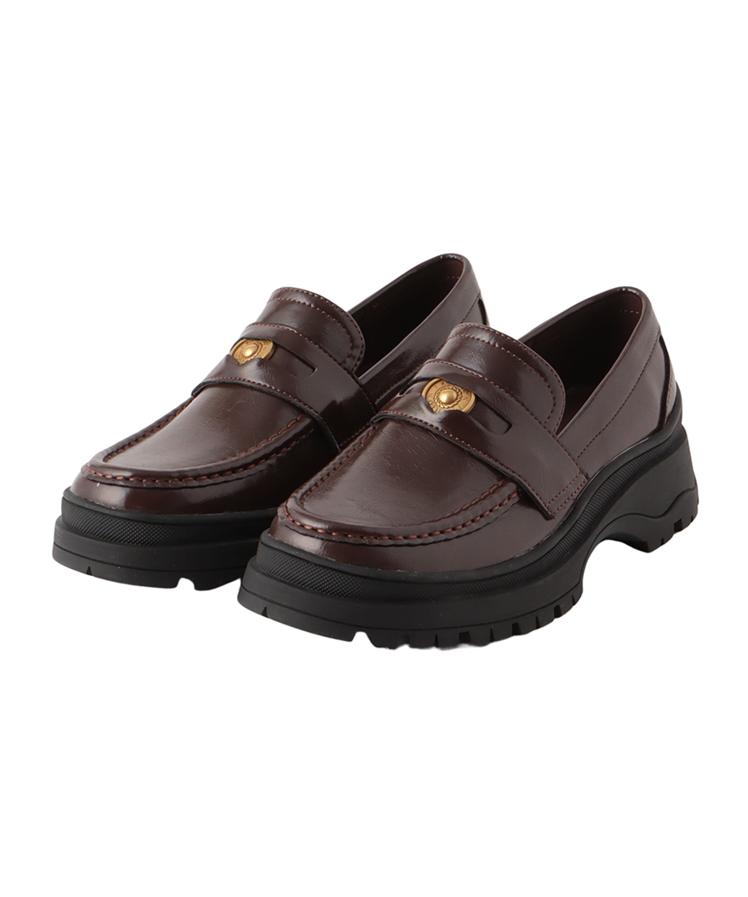 Tank sole coin loafers