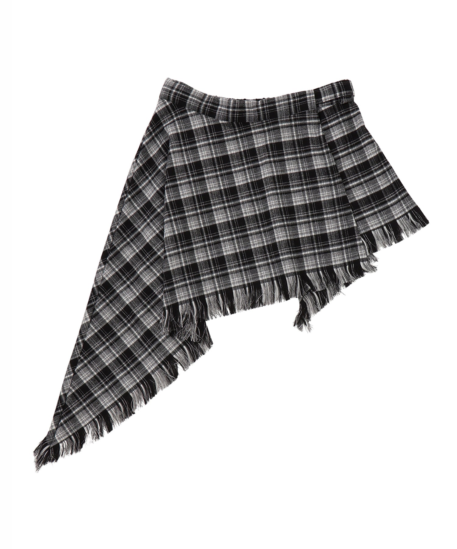 Check wrap asymmetric skirt