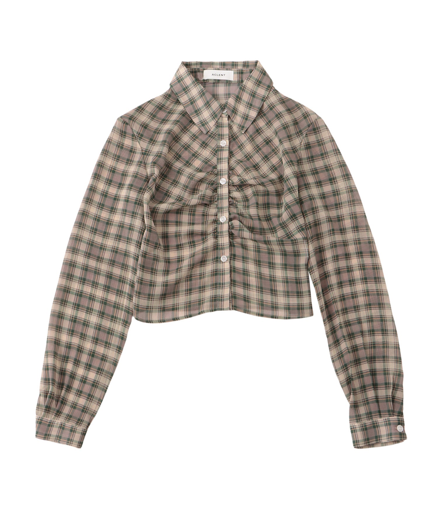 Front gather sheer check shirt