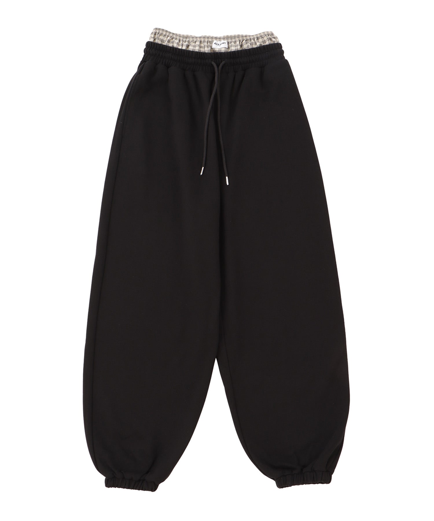 Check shorts layered sweatpants