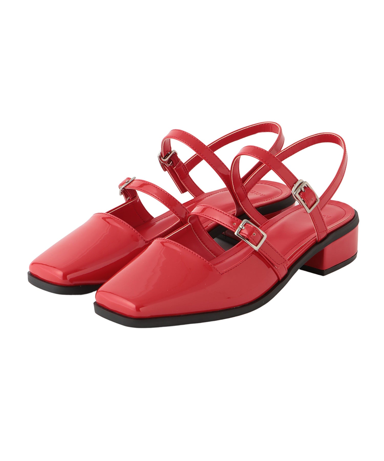 Square toe enamel sandals