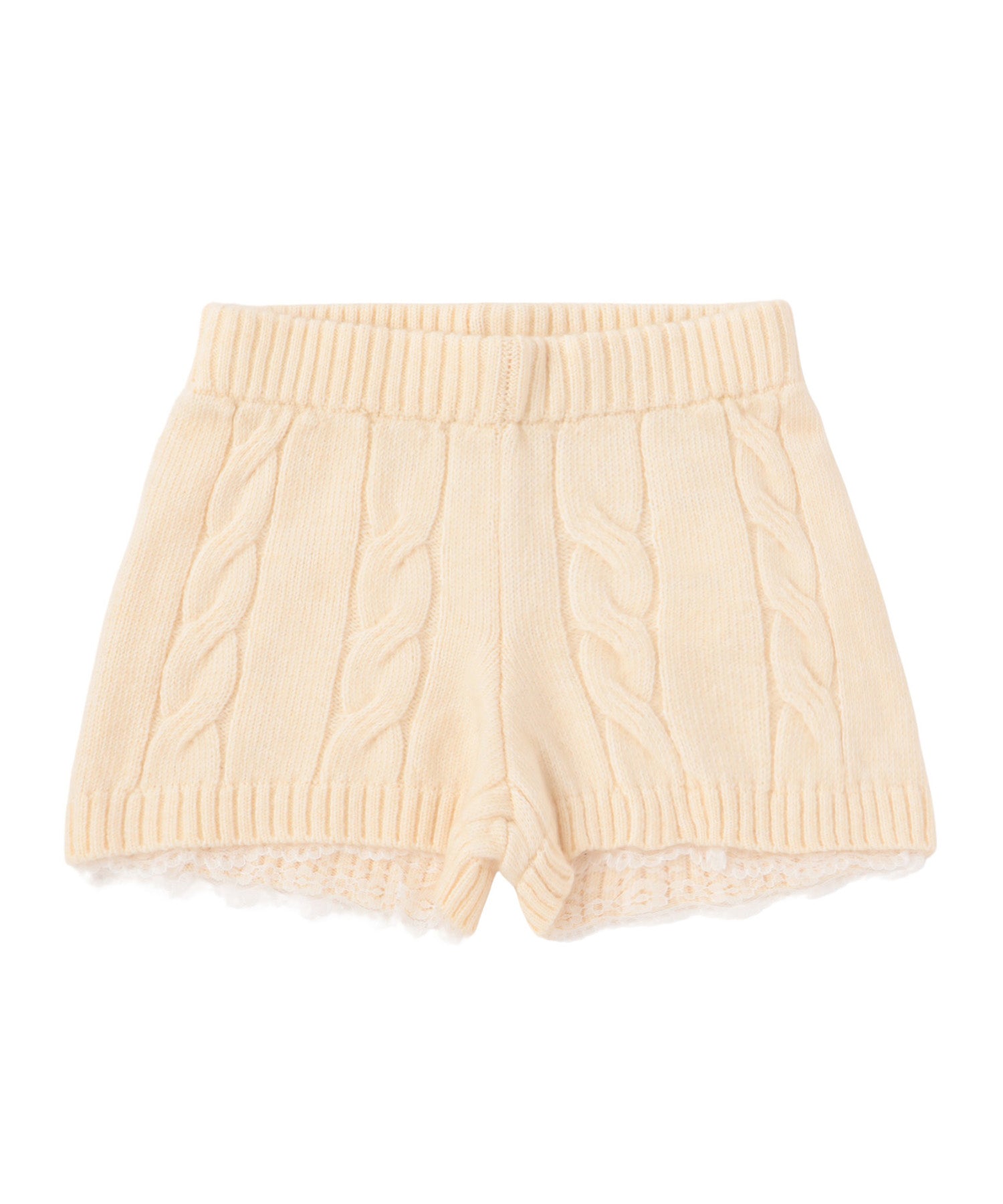 Lace layered cable knit short pants